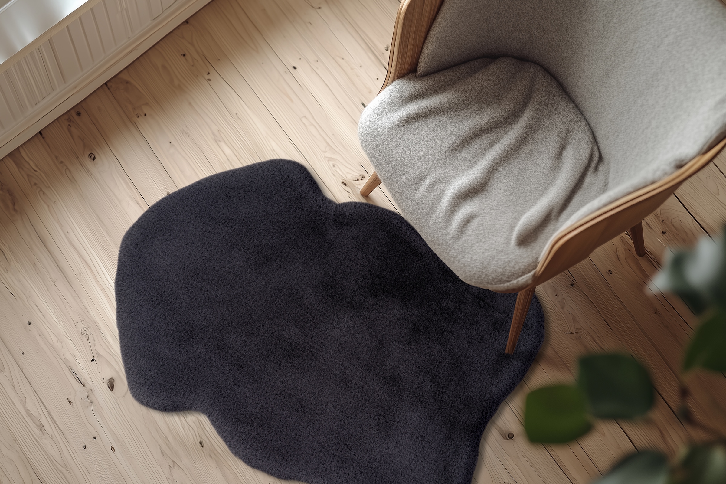 Obsession Fellteppich »Infinity 201« fellförmig 40 mm Höhe Kunstfell, Uni Farben, Kaninchenfell Haptik, supersoft