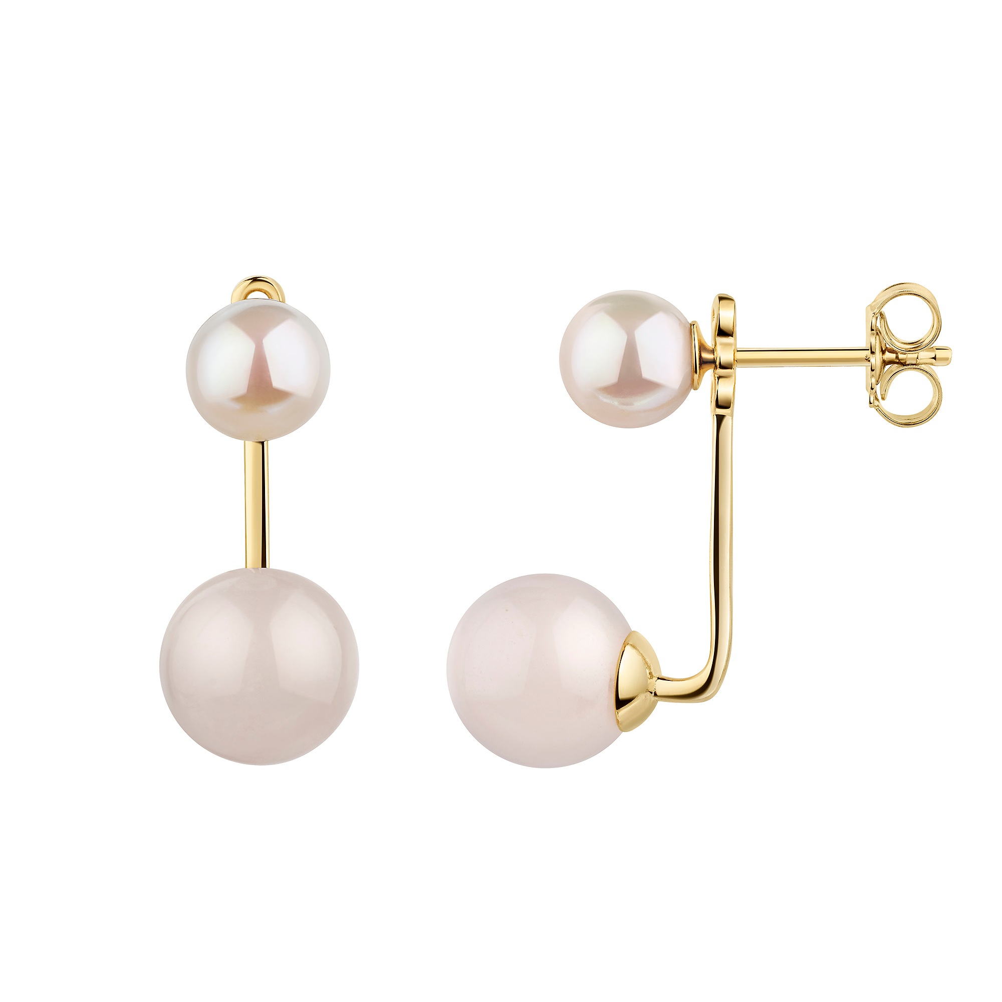 Firetti Paar Ohrstecker »Schmuck Geschenk Silber 925 Ohrschmuck Ohrringe Kugeln« mit Quarz - mit Süßwasserzuchtperle - Einhänger abnehmbar