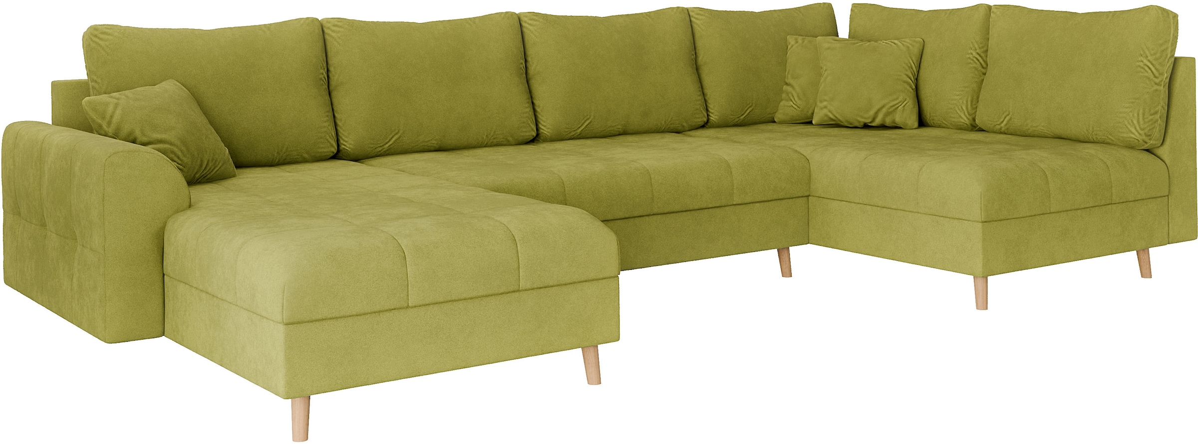Home affaire Wohnlandschaft »CHARRE U-Form mit Ottomane, Maße B/T/H: 310/161/81 cm«, feine Steppung, lose Rücken- und Zierkissen, auch in Cord und Bouclé