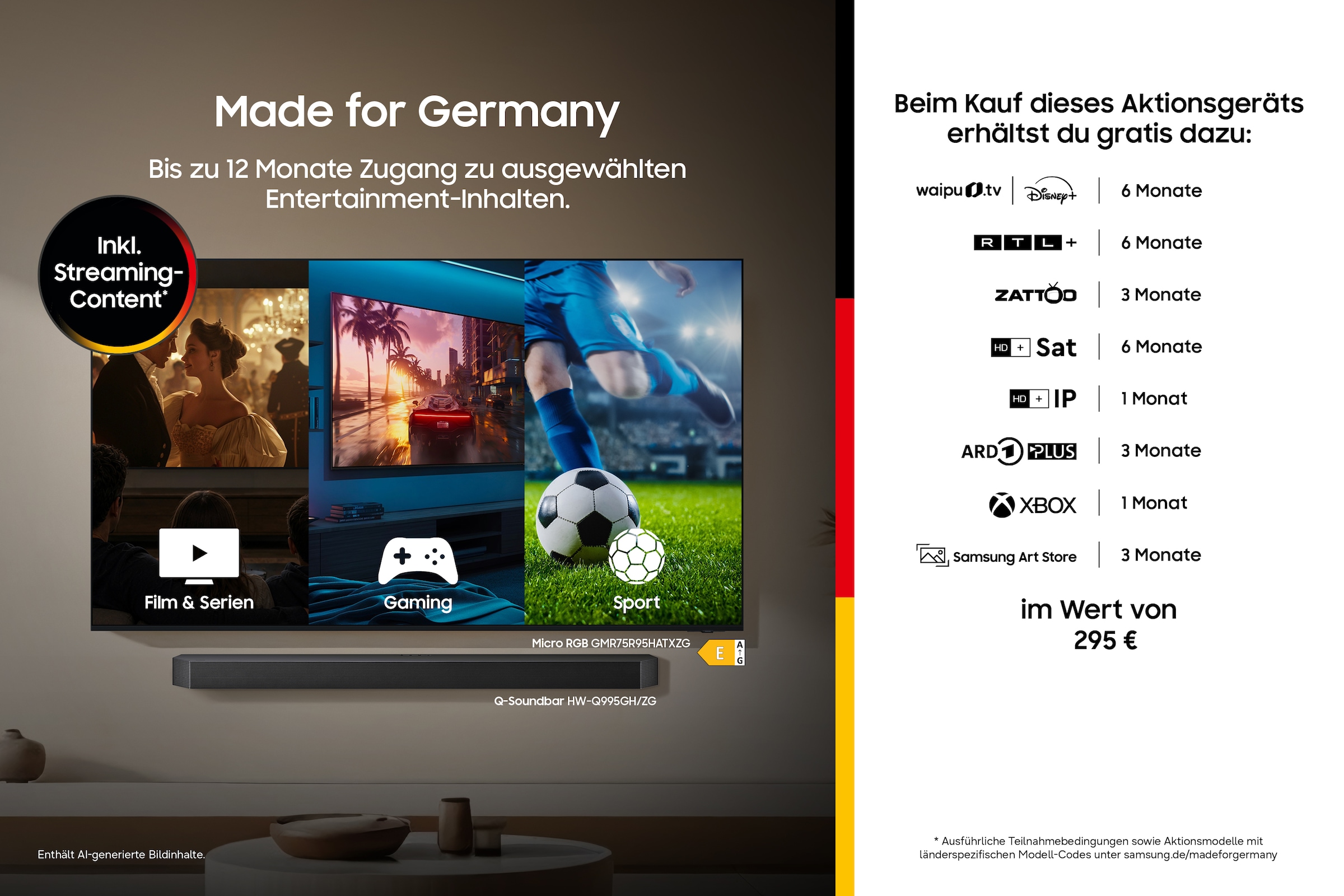 Samsung QLED-Fernseher »GQ100QN80HU« 252 cm/100 ″ Smart-TV Real QLED Mini-LEDs, Motion Xcelerator 144 Hz, Gaming Hub, Dolby Atmos