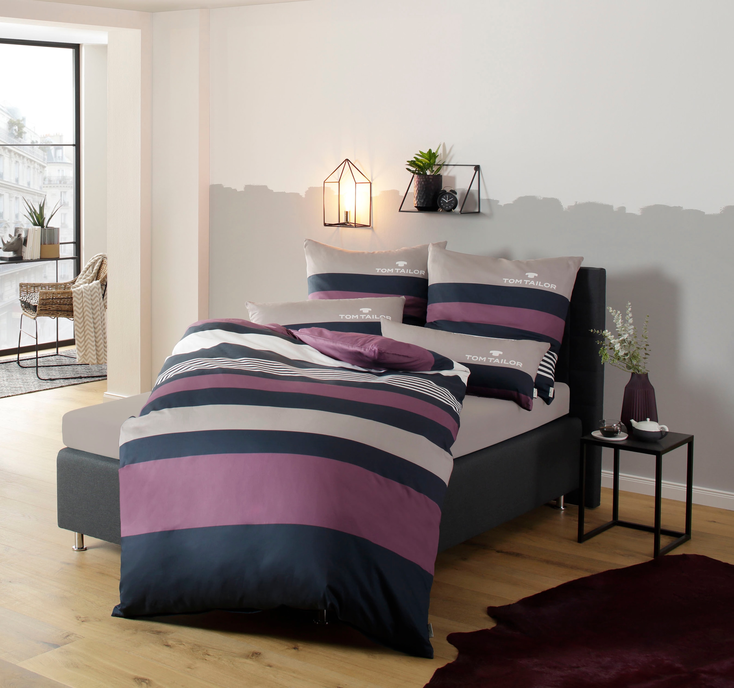 TOM TAILOR HOME Bettwäsche »Carl in Gr. 135x200 oder 155x220 cm«, mit GRATIS-Zugabe: Spannbettlaken, 100% Baumwolle, mit Reißverschluss