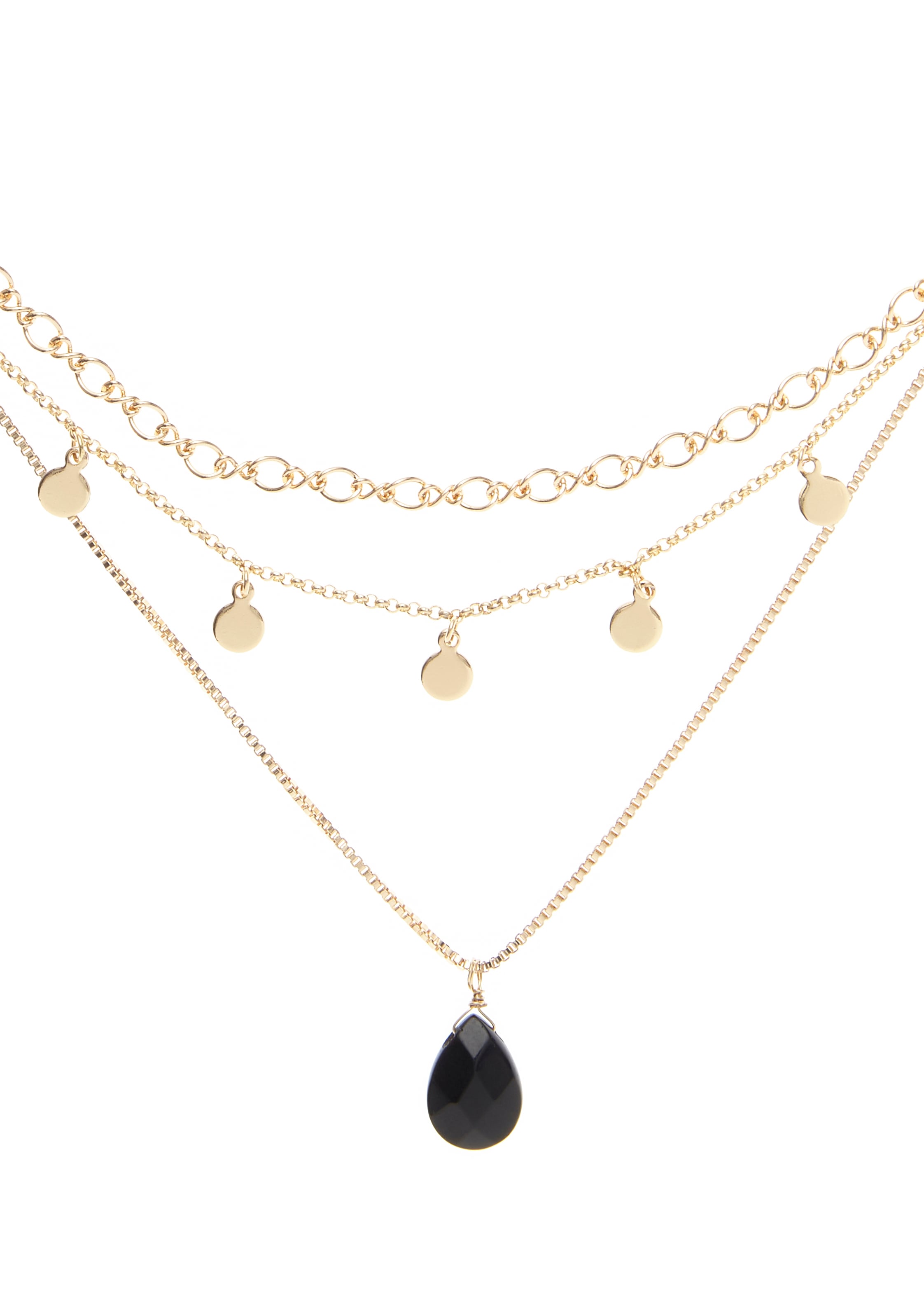 LASCANA Kette mit Anhänger Halskette in Lagen-Look mit Tropfen-Anhänger