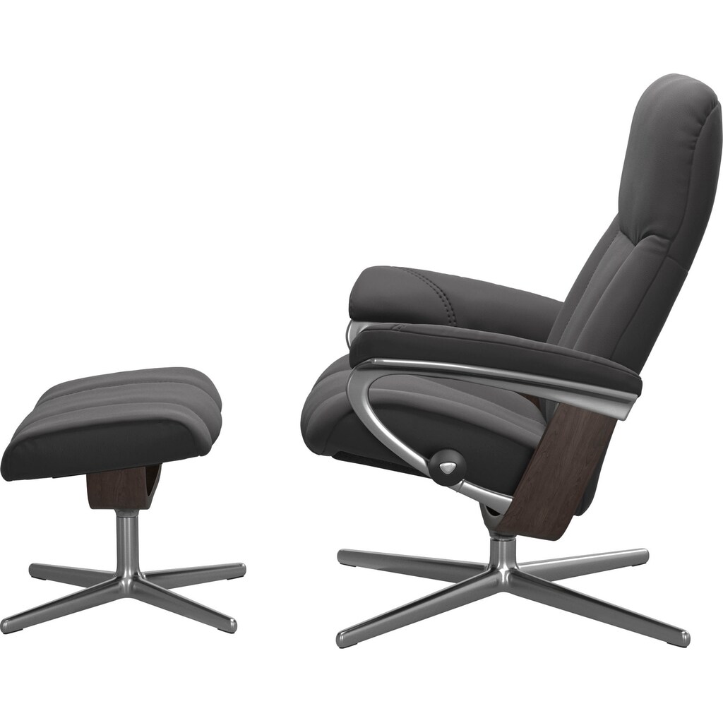 Stressless® Relaxsessel »Consul«, (Set, Relaxsessel mit Hocker), mit Hocker, mit Cross Base, Größe S, M & L, Holzakzent Wenge