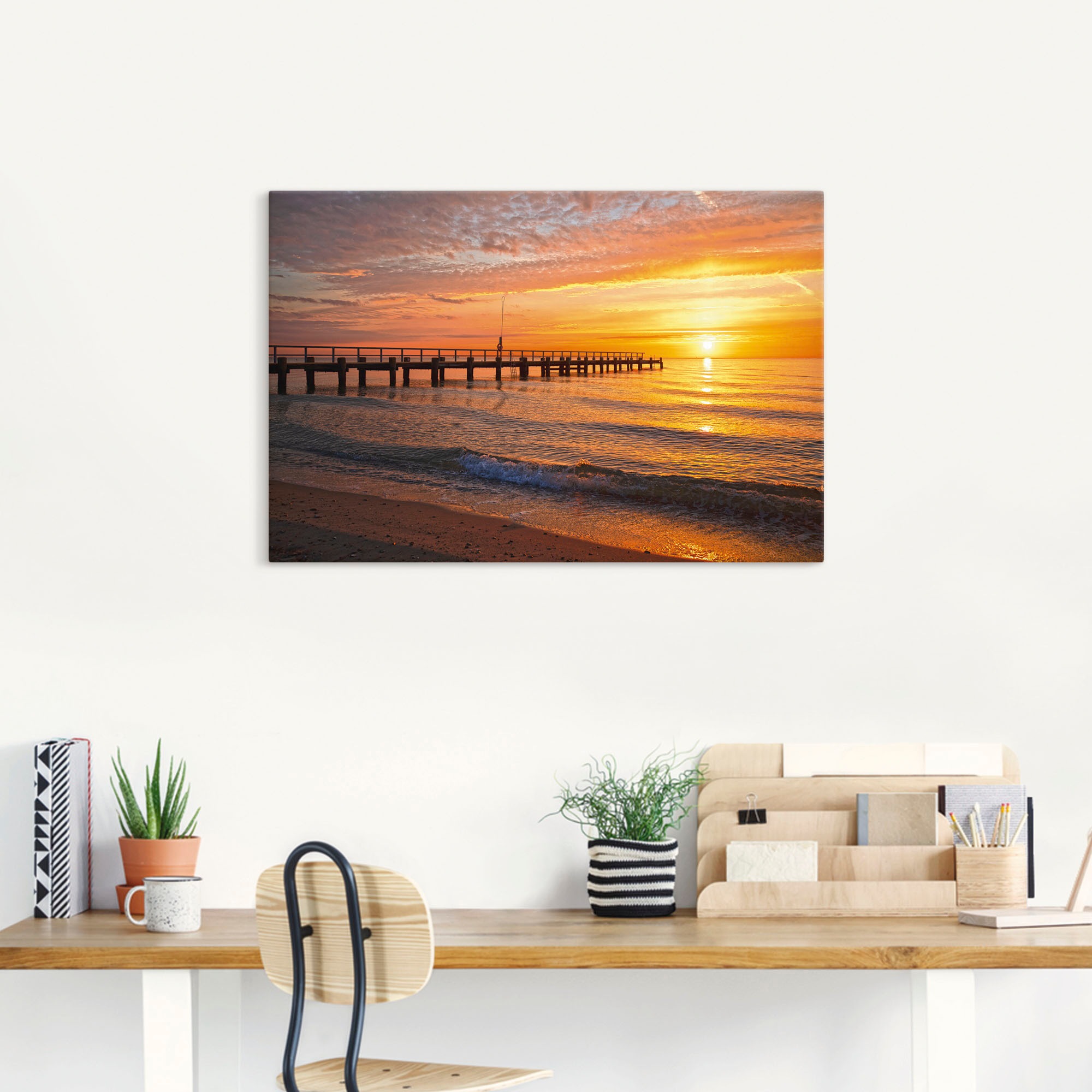 Artland Wandbild »Urlaubsfeeling am Ostseestrand«, Bilder vom Sonnenuntergang & -aufgang (1 Stück), in vielen Größen & Produktarten - Alubild/Outdoorbild, Leinwandbild, Poster, Wandaufkleber/Wandtattoo auch für Badezimmer geeignet