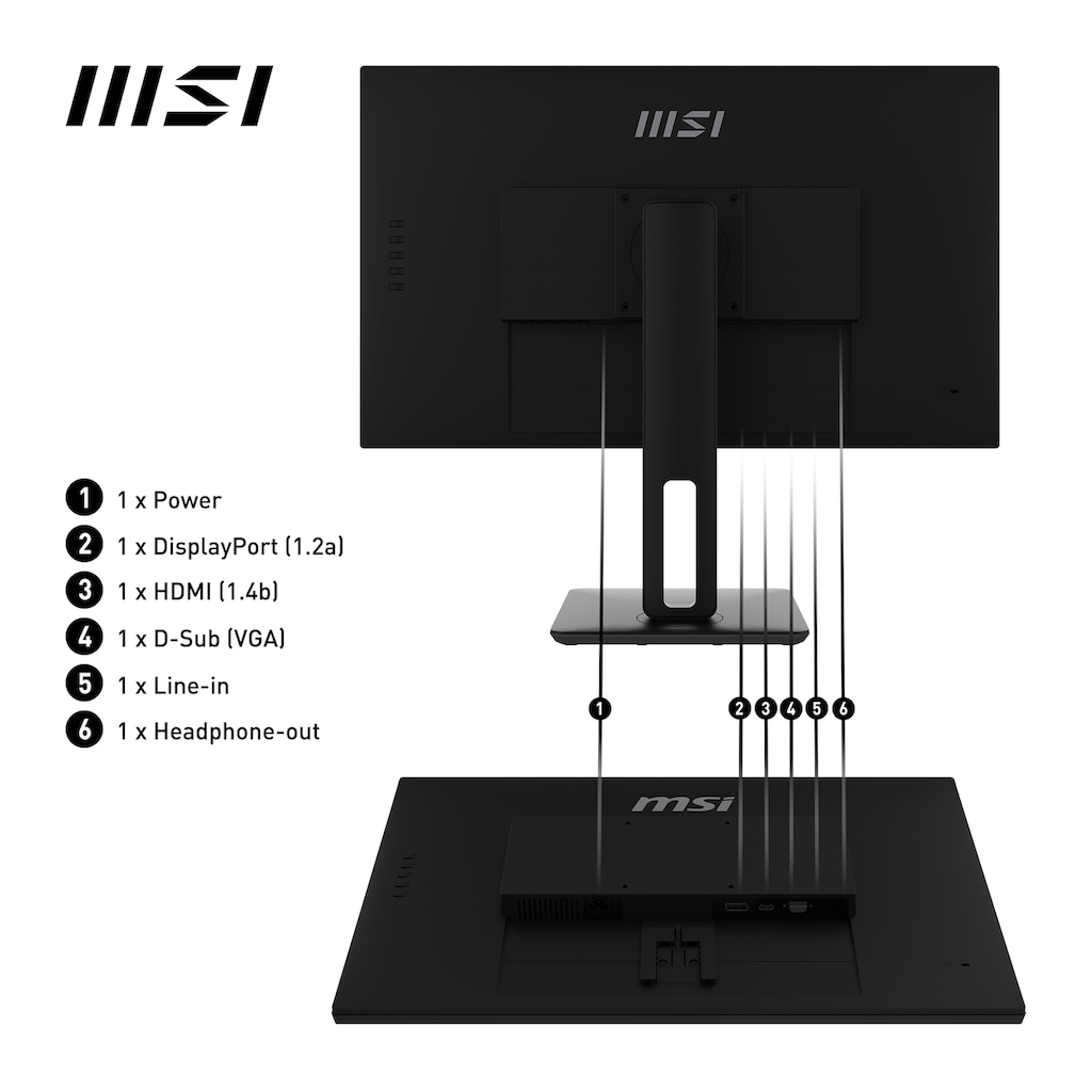 MSI LED-Monitor »PRO MP271AP«, 68,6 cm/27 Zoll, 1920 x 1080 px, Full HD, 1 ms Reaktionszeit, 100 Hz
