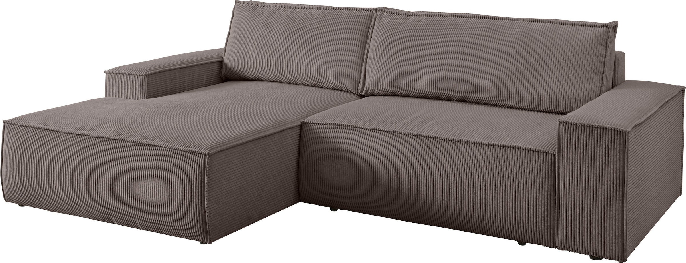 Home affaire Ecksofa »SHERWOOD Schlafsofa 267 cm, L-Form,«, Schlaffunktion mit Bettkasten (210x136 cm), Cord, Vintage, Samtvelours