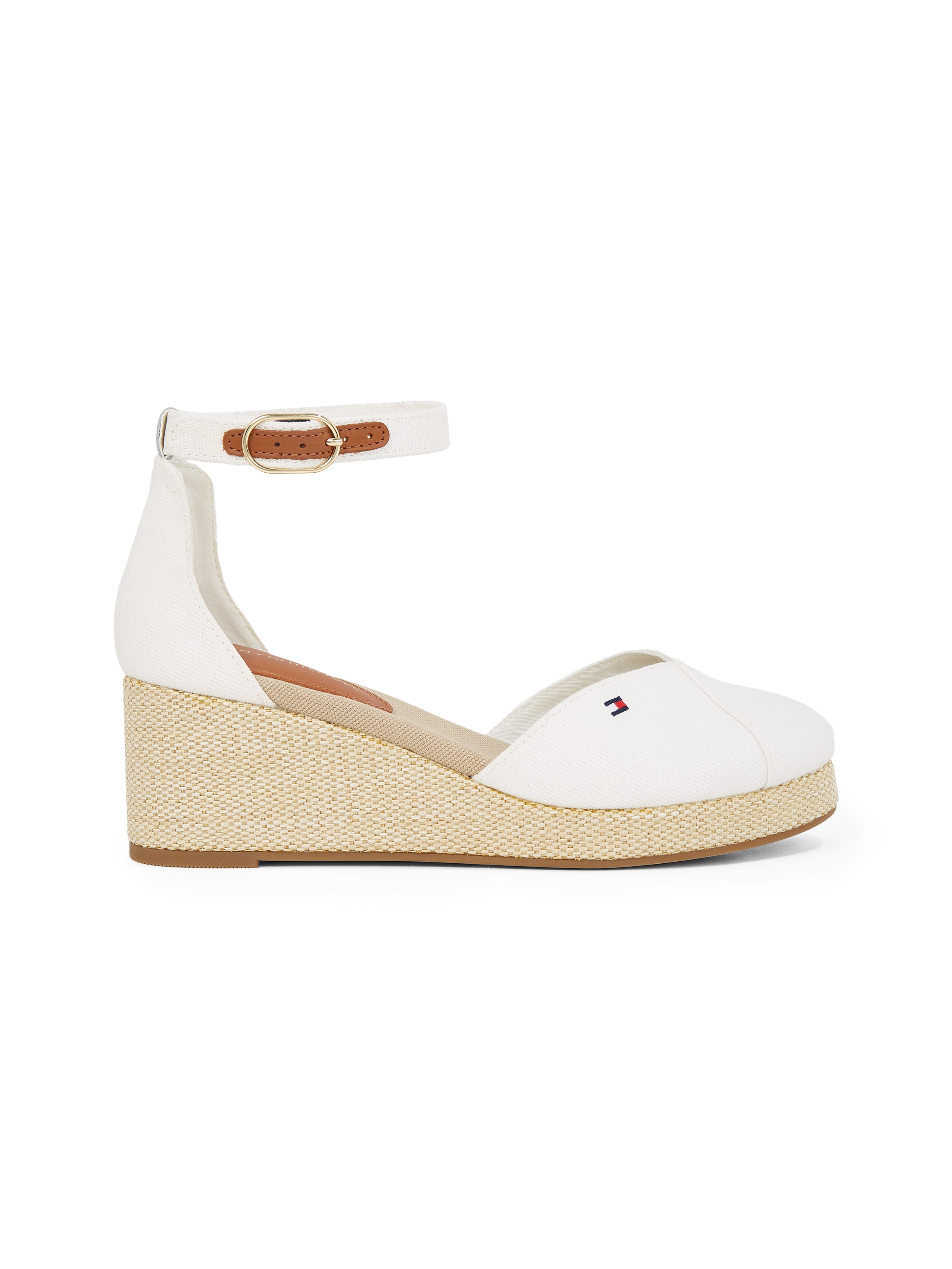 Tommy Hilfiger Keilsandalette »FLAG CLOSED TOE MID WEDGE ESPAD«, Riemchensandale, Sommerschuh mit verstellbarer Schnalle