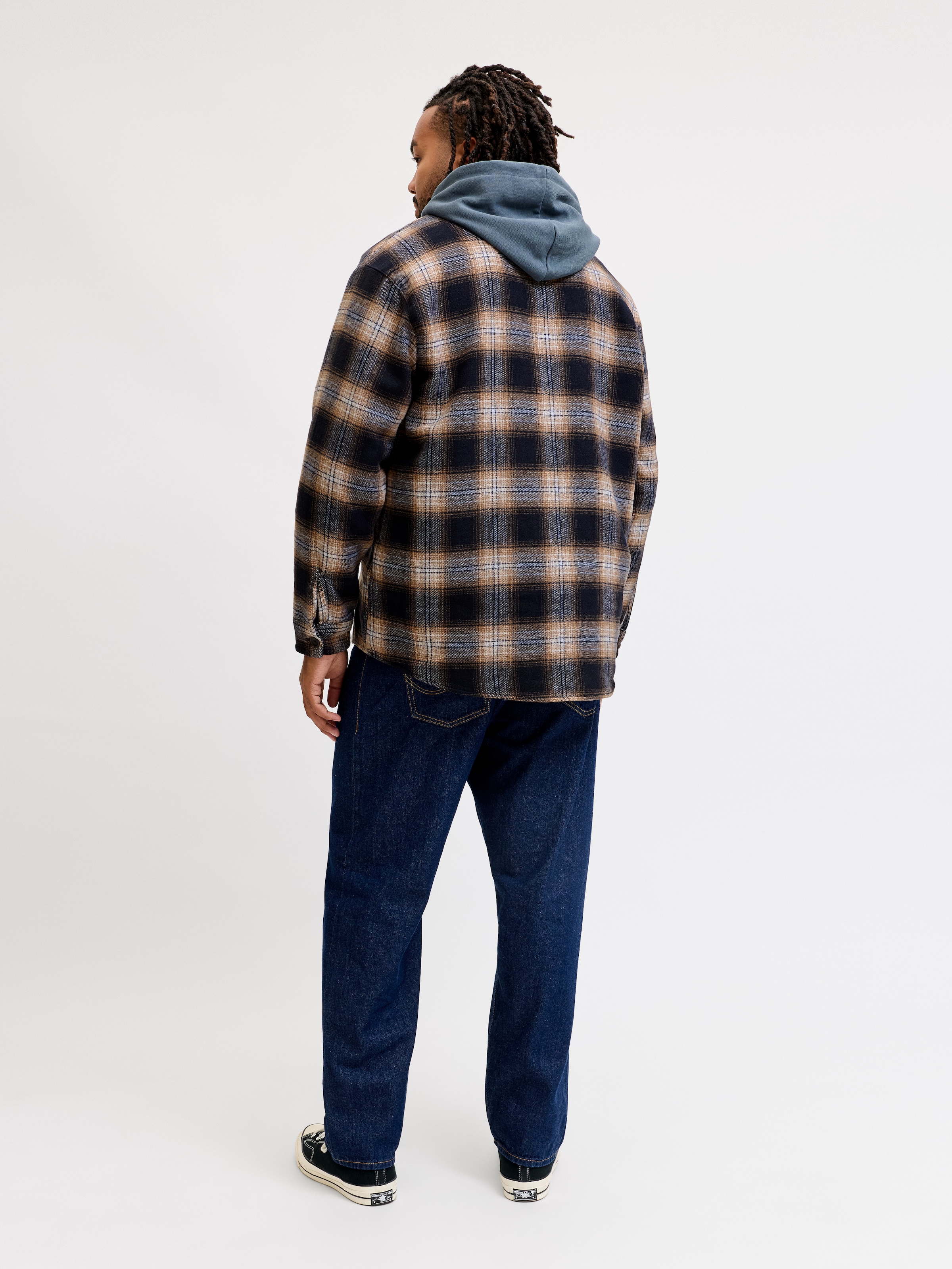 Jack & Jones PlusSize Langarmhemd »JJESOHO OLLIE OVERSHIRT LS SN PLS« Materialmix, regular fit