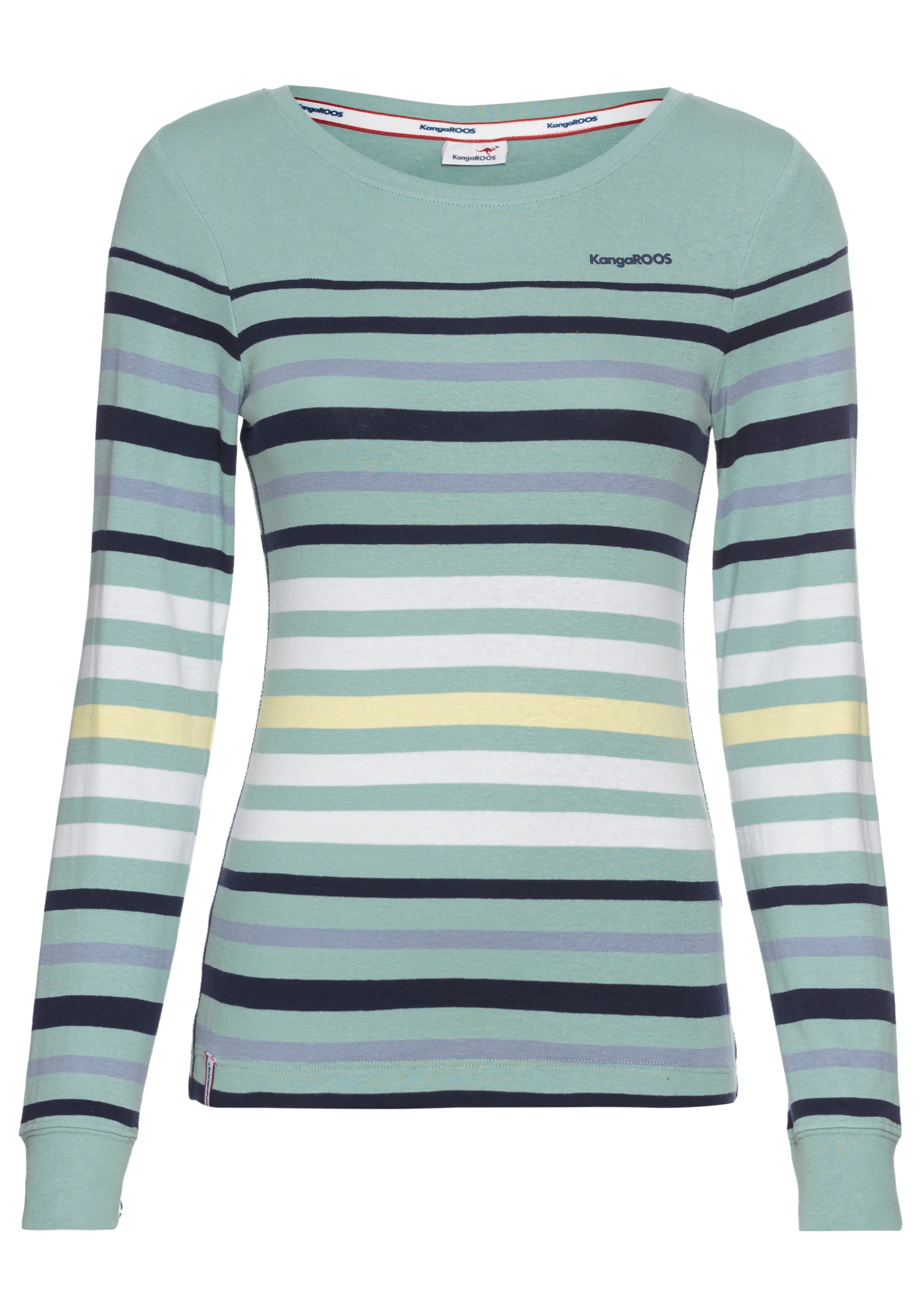 KangaROOS Langarmshirt, körpernahe Passform, unifarben, sportlicher Look, aus Baumwolle