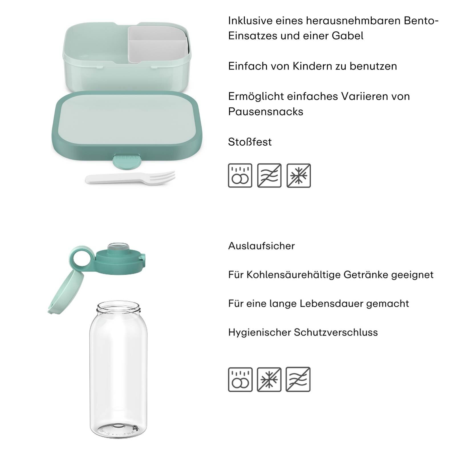 Mepal Lunchbox »Lunchset (Flasche mit Klappdeckel) Campus 600 ml + 750 ml 2er Set« Spülmaschinengeeignet