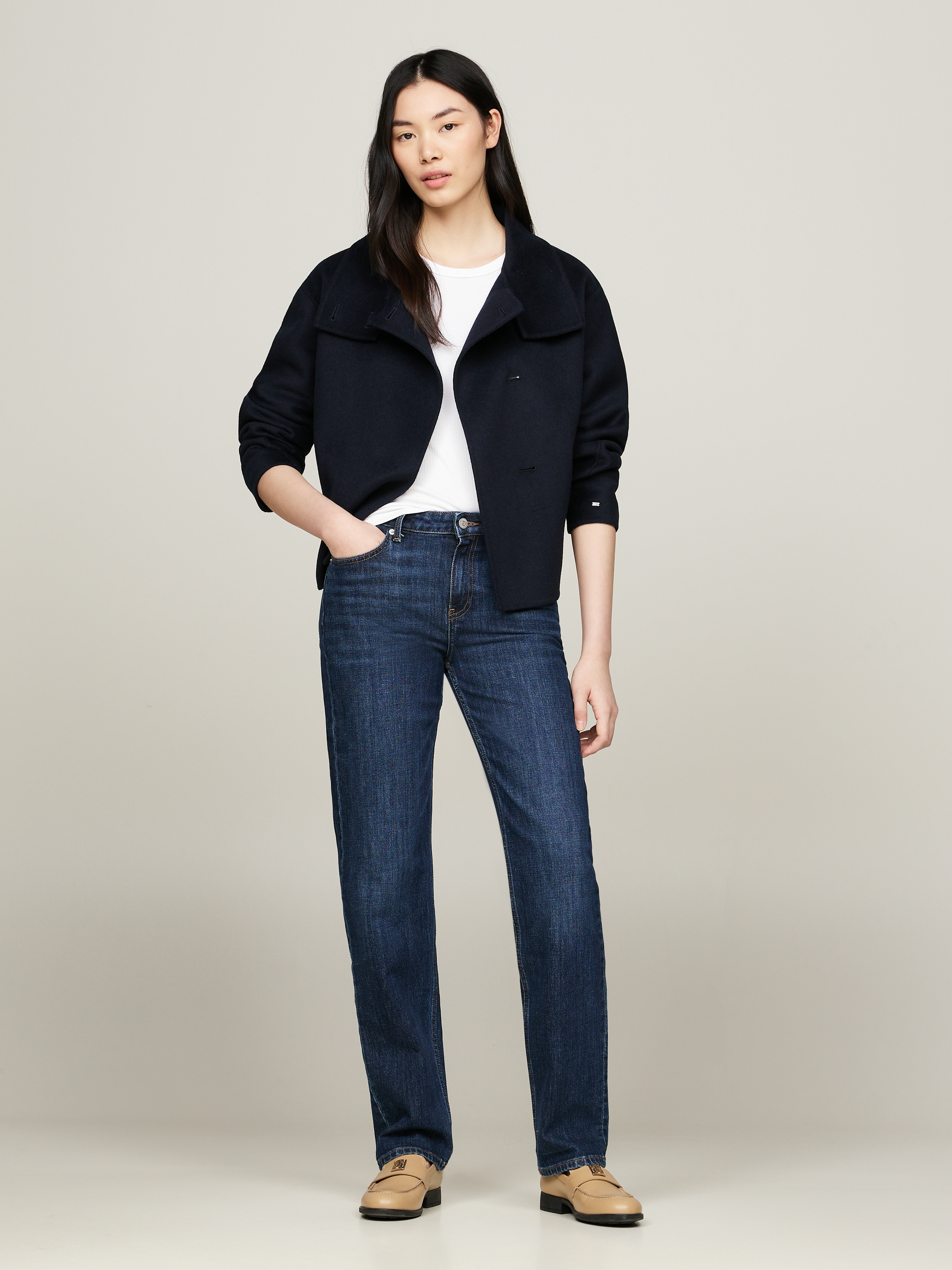 Tommy Hilfiger Outdoorjacke »DF WOOL BLEND FUNNEL JACKET«, mit hochschließendem Kragen