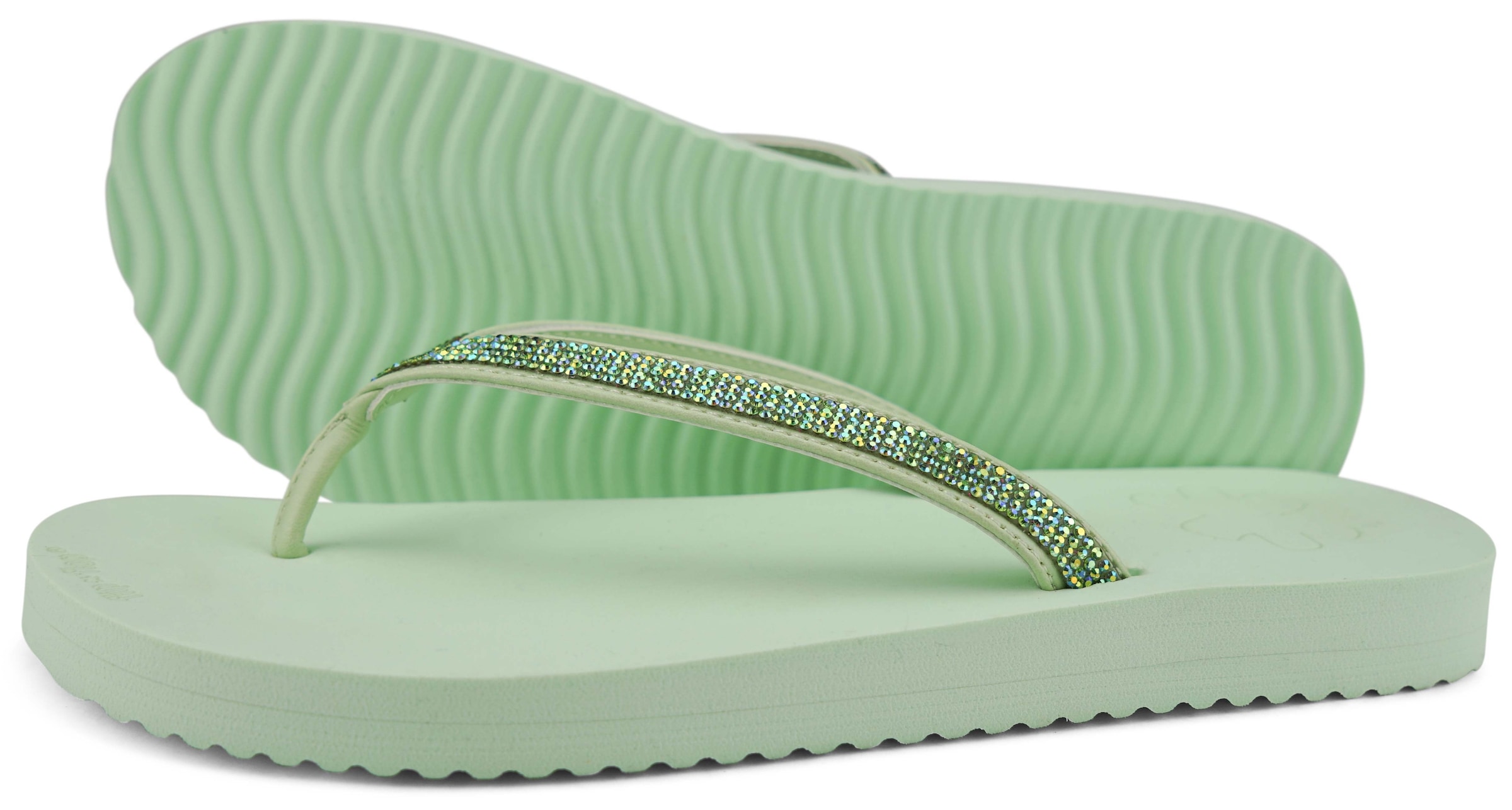 Flip Flop Zehentrenner »flip*«, Sommerschuh, Schlappen, Poolsildes mit funkelnden Riemchen