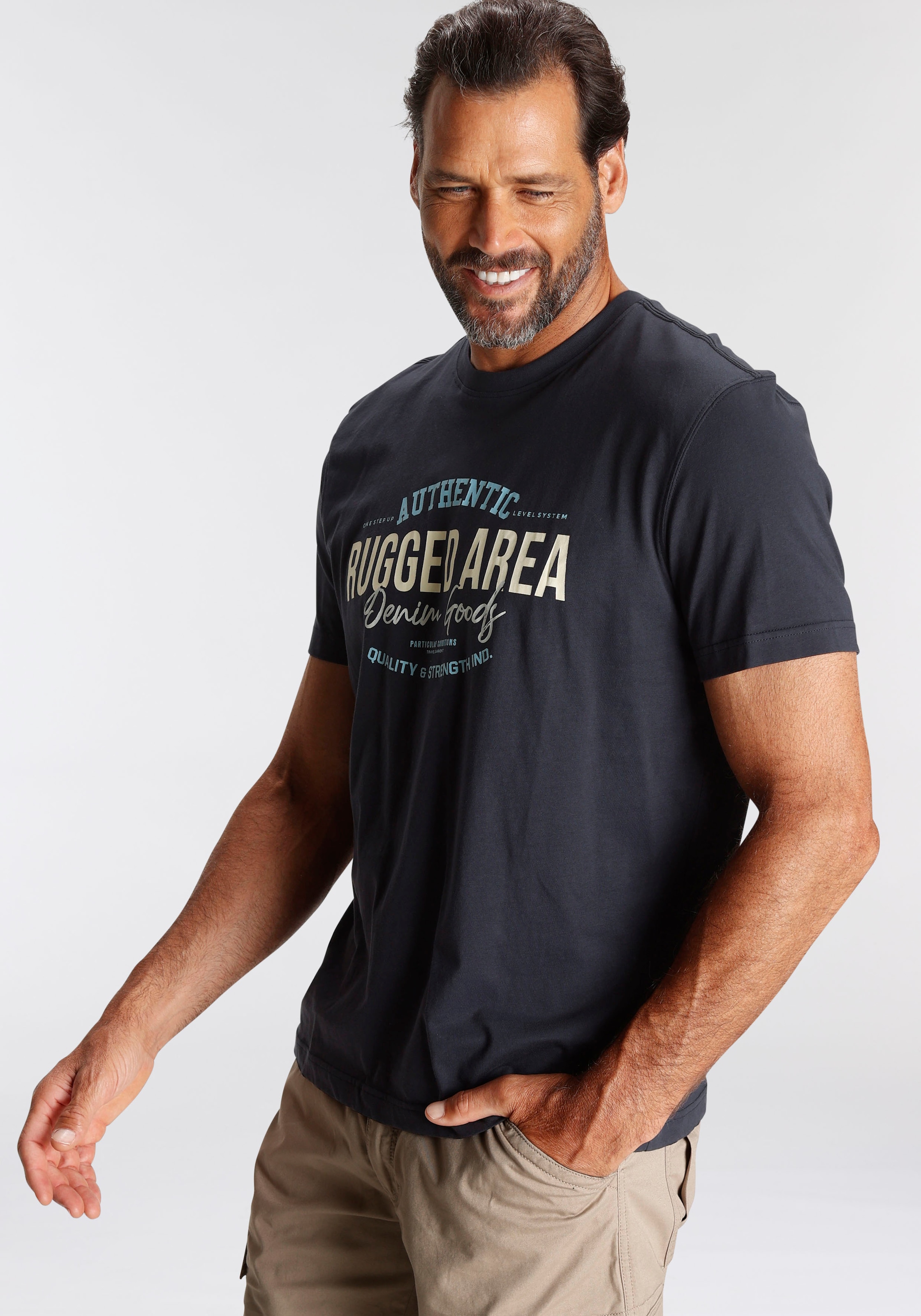 Man's World T-Shirt, Kurzarm, Regular Fit, mit Print, Rundhalsausschnitt
