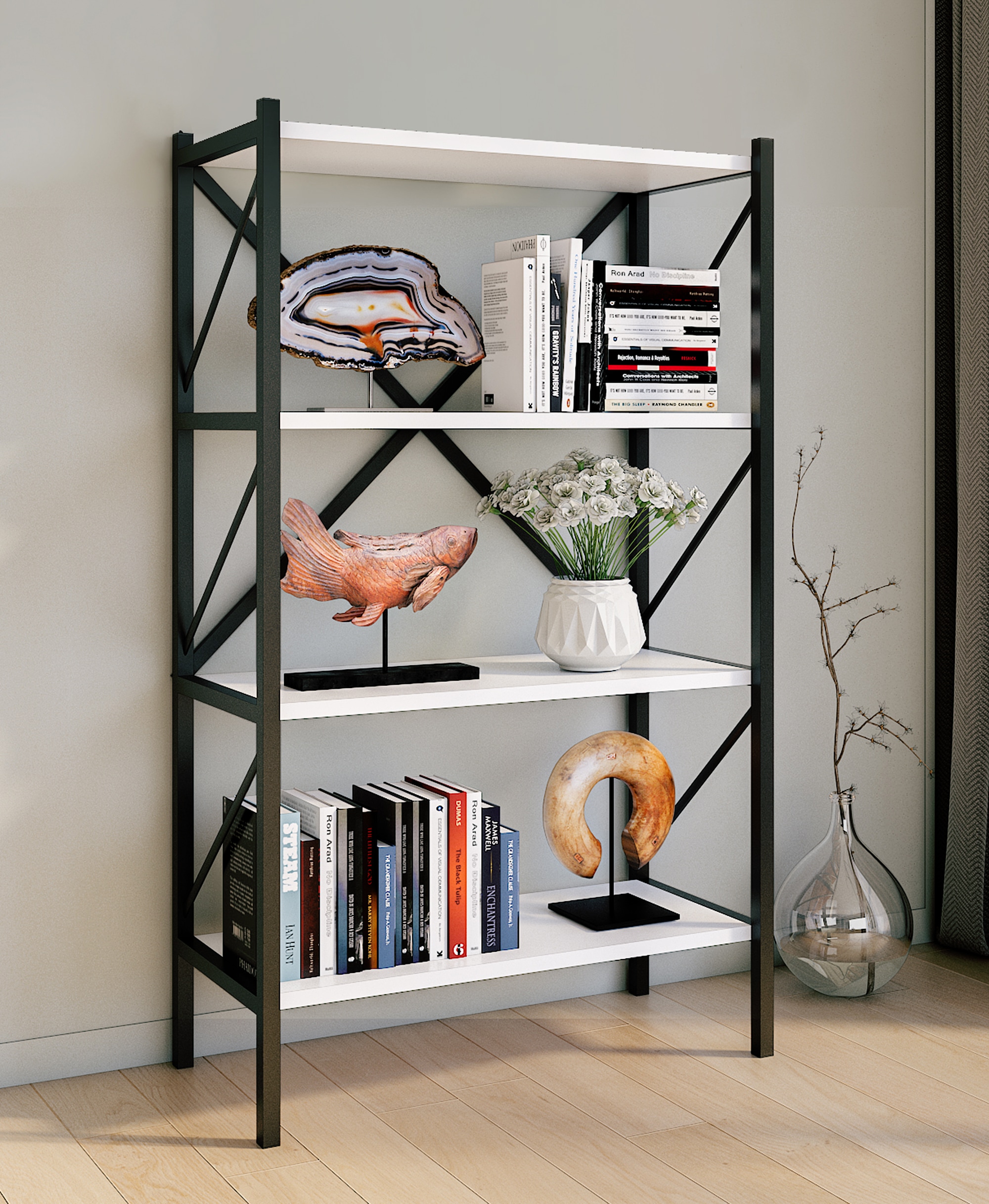 VCM Standregal »Holz Metall Stand Regal Büro Bücher Insasi 4fach«