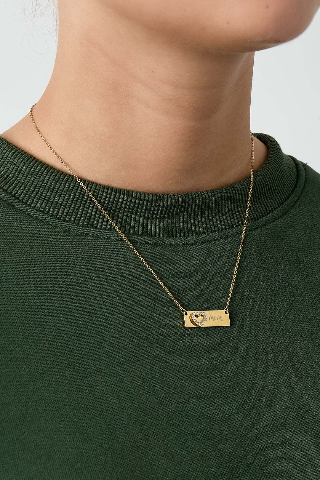 Adelia´s Kette mit Anhänger »Anhängerkette mit Mom-Anhänger und Herzmotiv, Edelstahl 40 cm + 5 cm« Modischer Modeschmuck mit dem rechteckigen Mom-Anhänger mit Herzmotiv