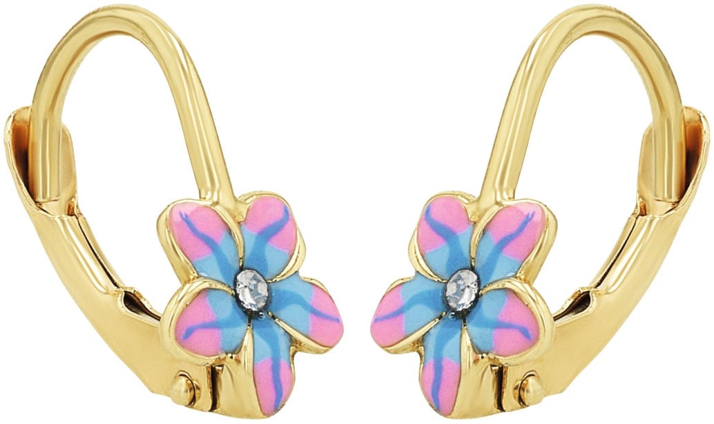 Amor Paar Ohrhänger »Blume« mit Zirkonia (synth.) und Emaille