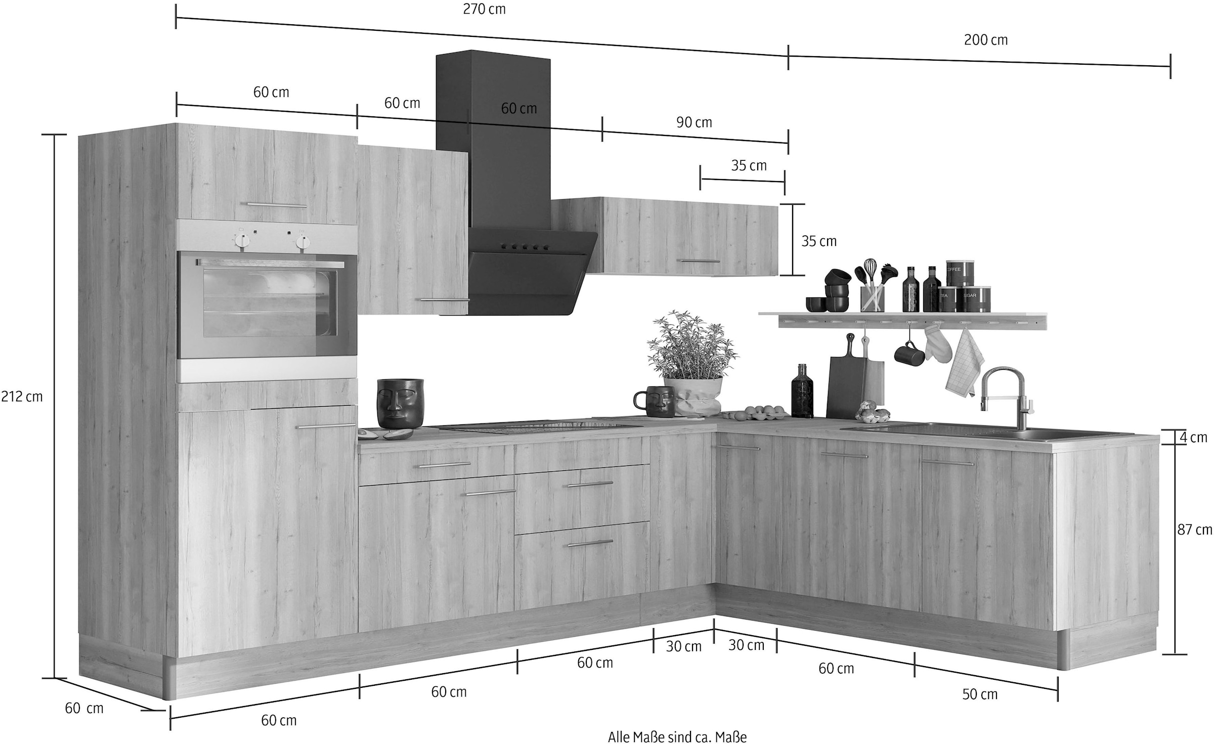 OPTIFIT Küche »Klara«, 270 x breit, wahlweise im mit cm E-Geräten Online Shop 200 OTTO