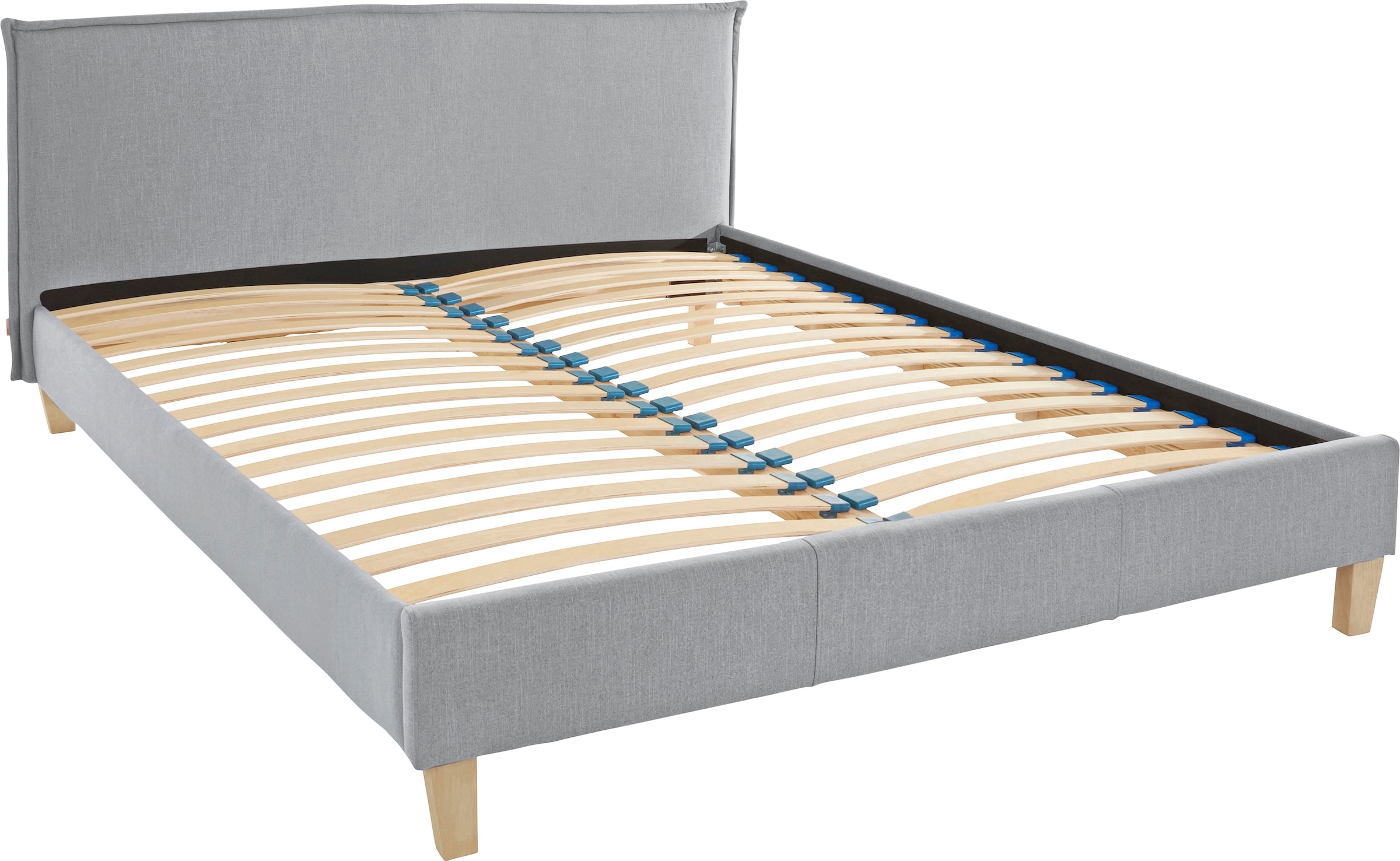 OTTO products Polsterbett »Heddi«, in 5 Breiten: von 90cm-200cm, Biese am Kopfteil, Strukturstoff