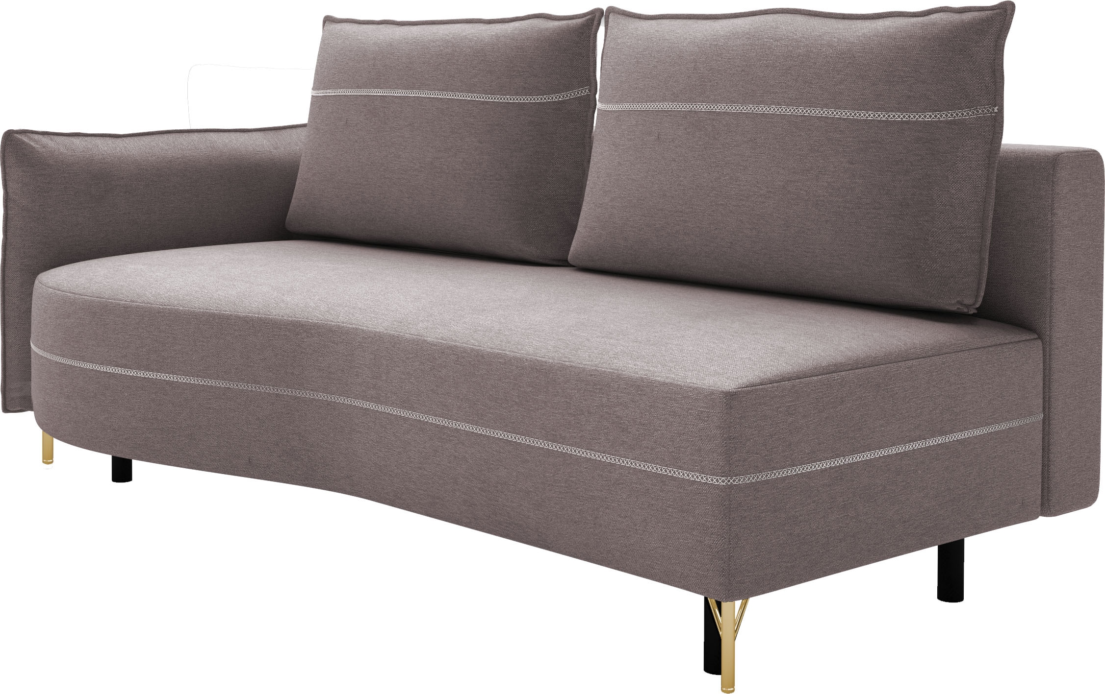 exxpo - sofa fashion Loungesofa »mit toller Kontrastnaht, Solitärmöbel, bequem, schmale Armlehne«, Schlafsofa mit Bettfunktion und Bettkasten, komfortabler Federkern