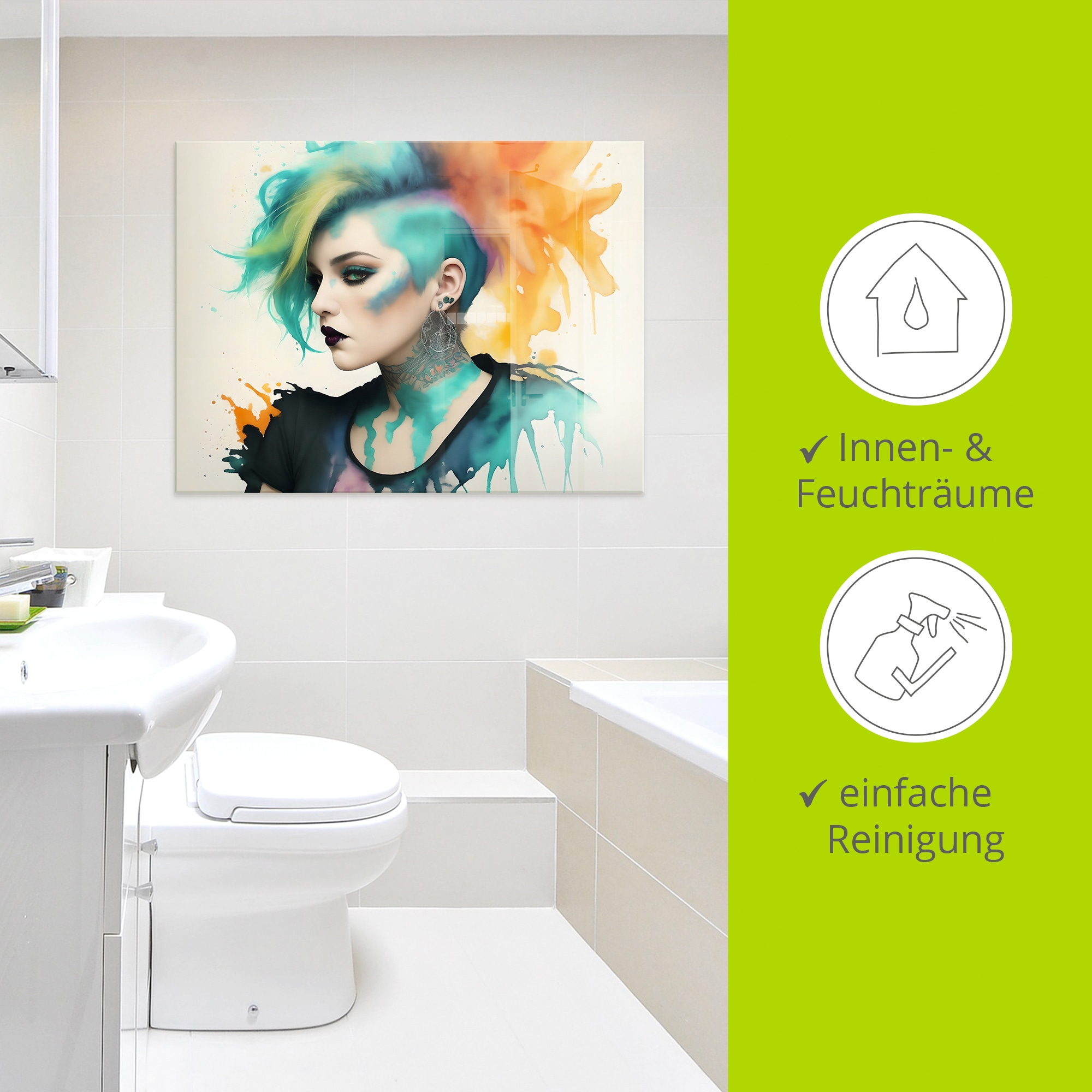 Artland Glasbild »Weiblicher Punk X« Bilder von Frauen 1 Stk. tlg. in verschiedenen Größen