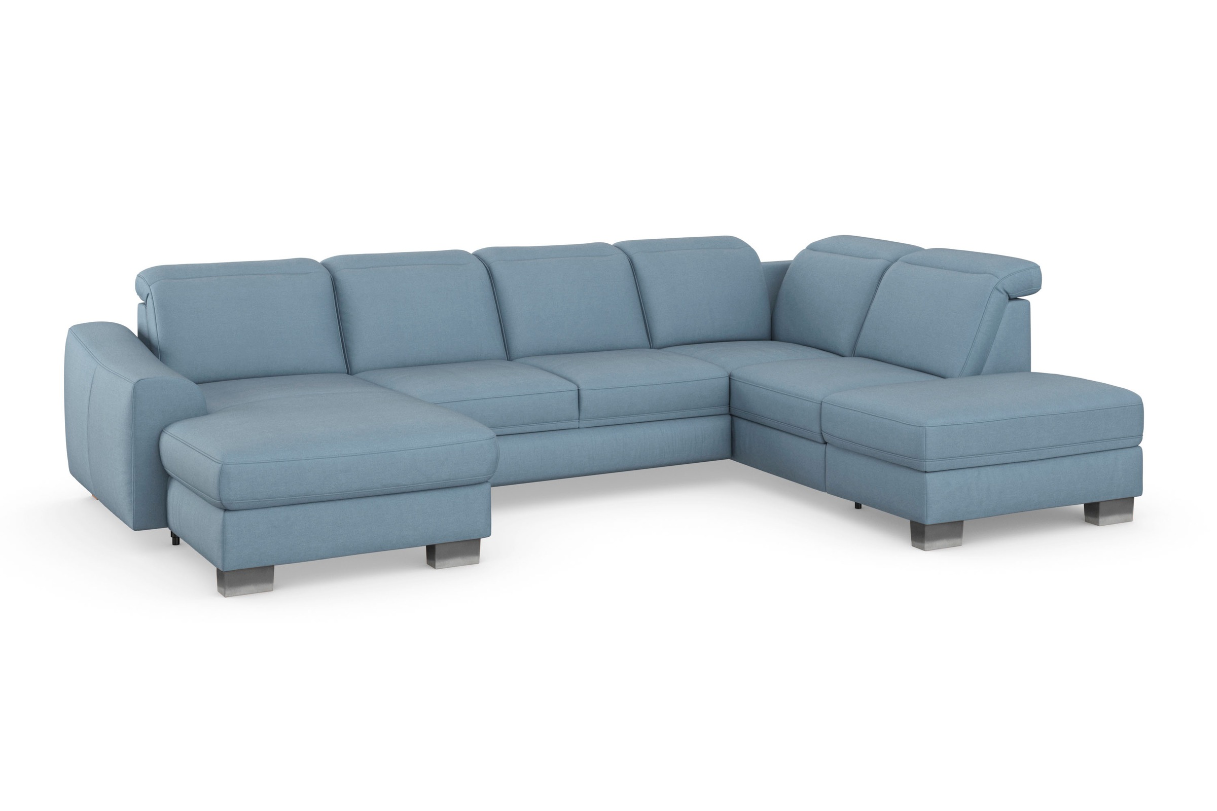 sit&more Wohnlandschaft »Dundee U-Form«, mit Federkern und Edelstahlfüßen, wahlweise mit Kopfteilverstellung