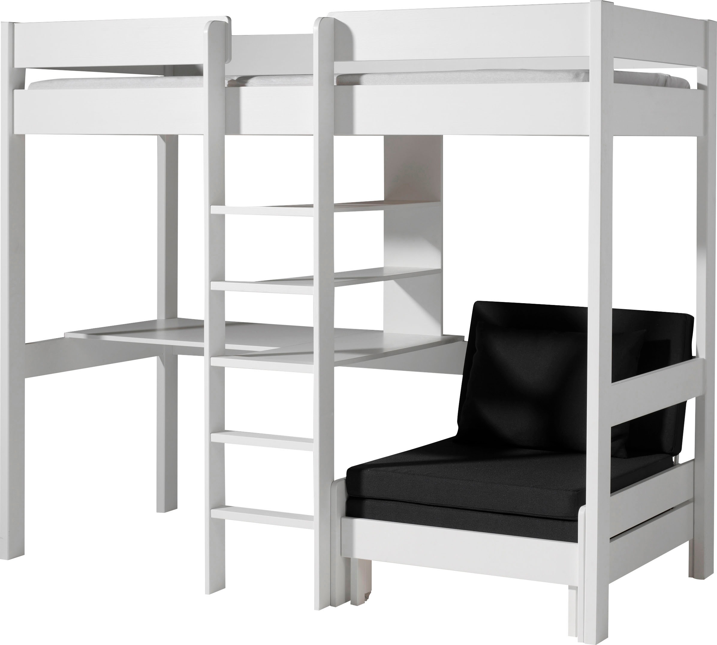 Vipack Hochbett »Pino«, (Made in Europe), mit Sessel, Schreibplatte und Regal