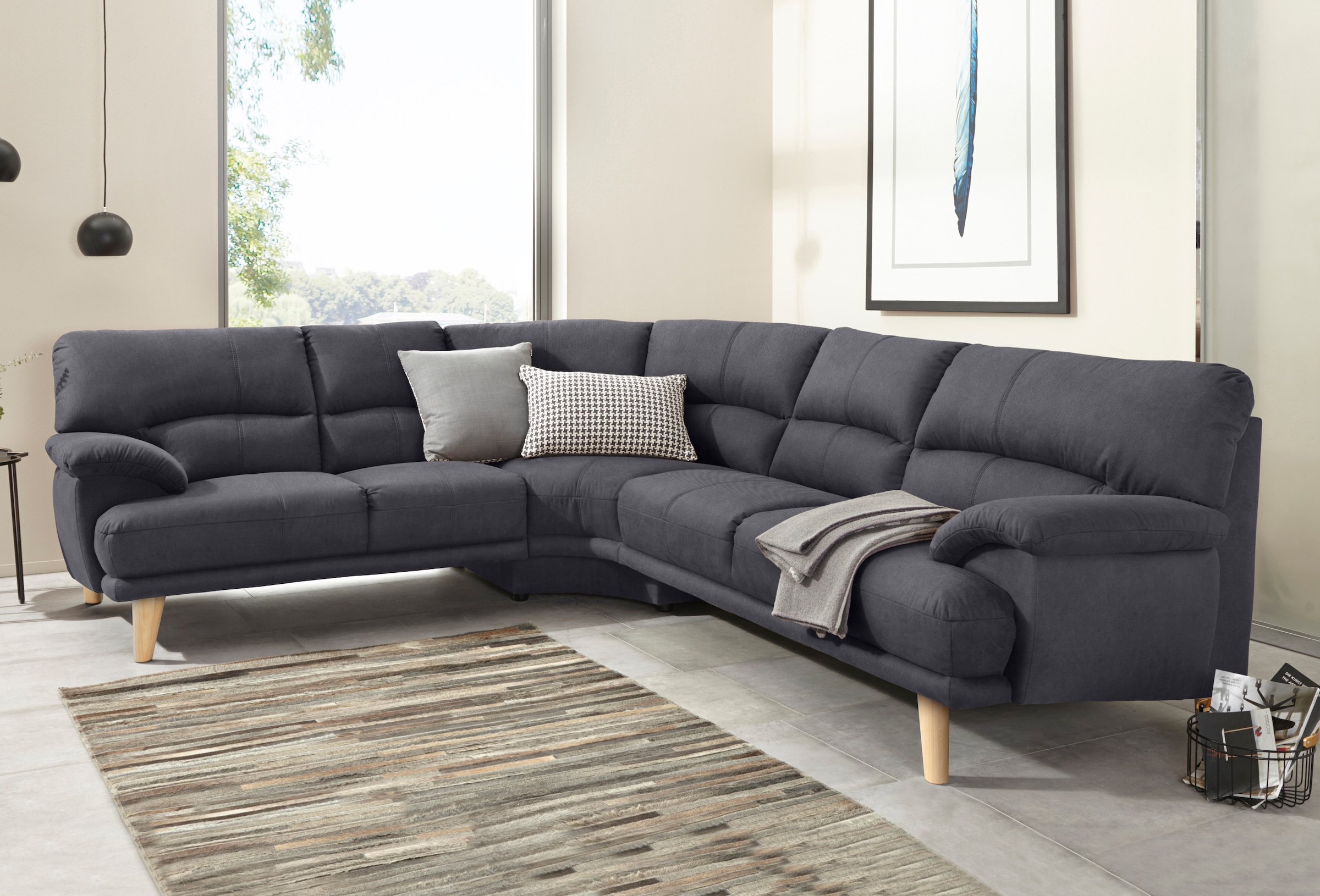 TRENDMANUFAKTUR Polsterecke »Cecilia, italienisches Designsprache, modern und komfortabel, L-Form,«, toller Sitzkomfort und bequeme Armlehnen