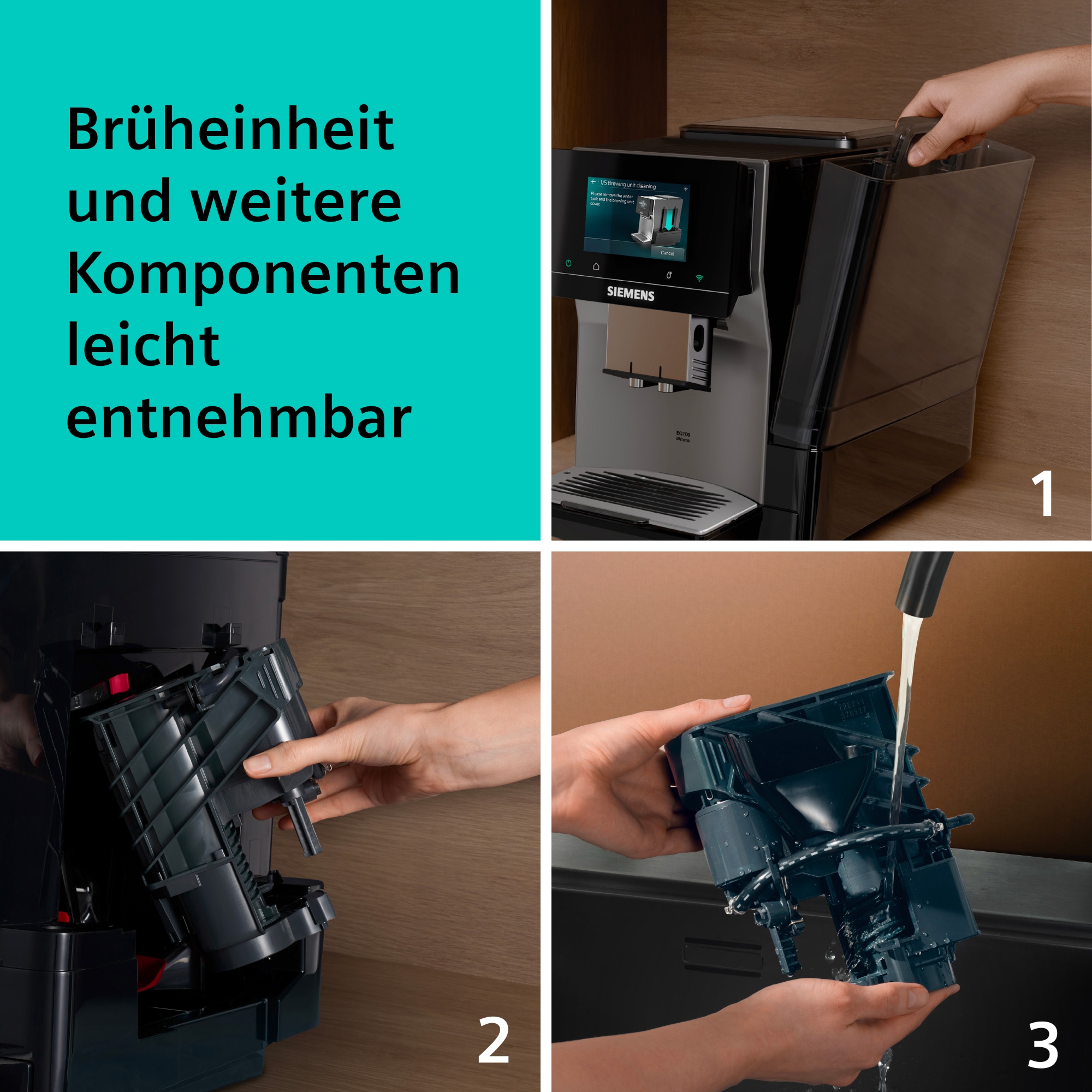 SIEMENS Kaffeevollautomat »TP725ET7« farbiges Full-Touch-Display, Doppeltassenfunktion, sehr leise, silber