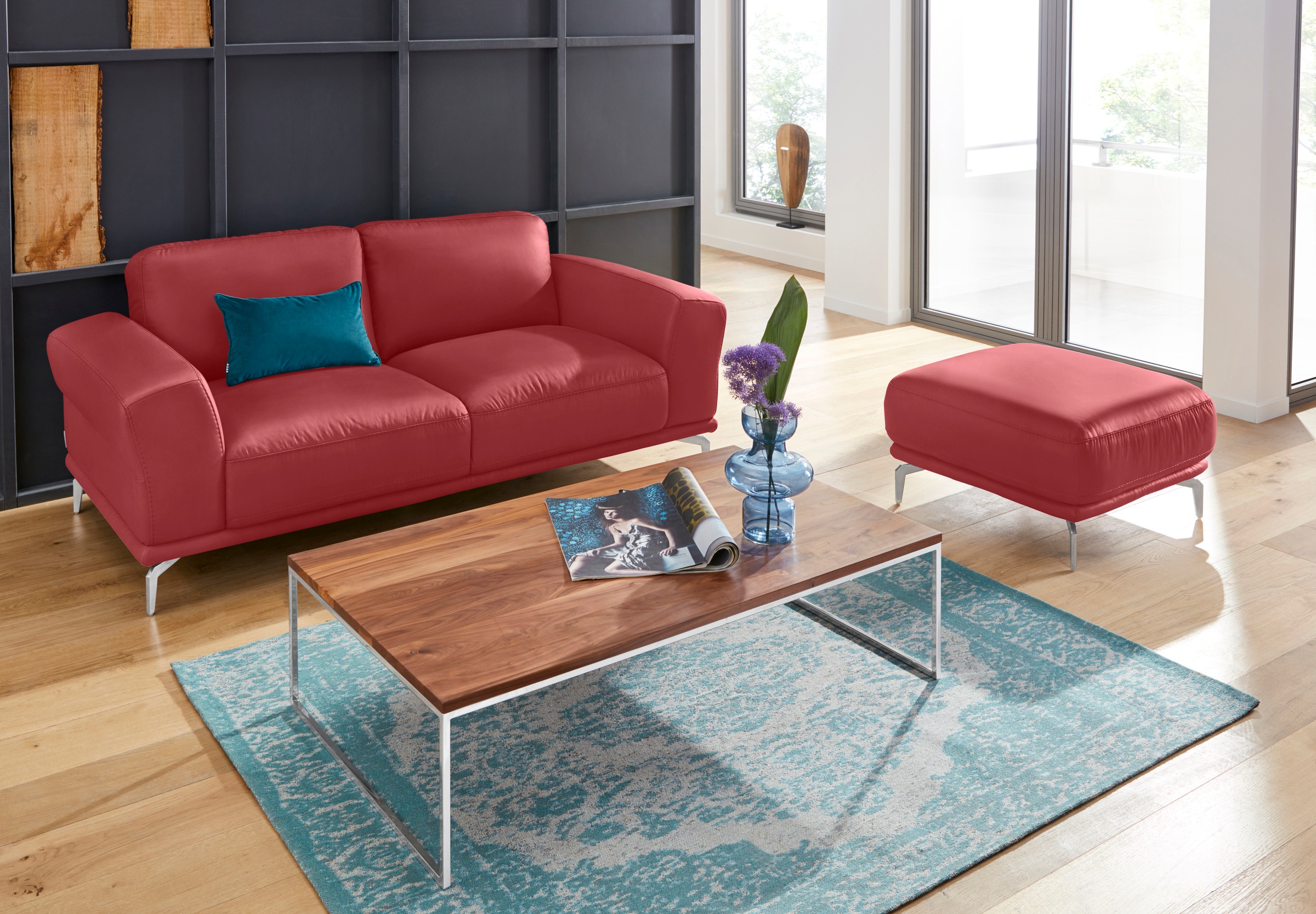 W.SCHILLIG Hocker »montanaa« mit Metallfüßen in Chrom glänzend, Breite 71 cm