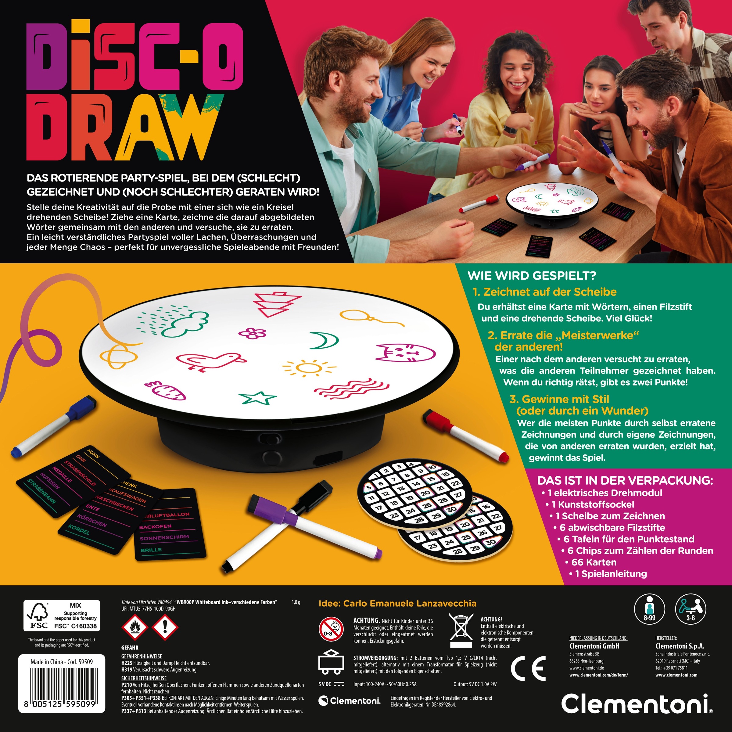 Clementoni® Spiel »Disco Draw - Wer hat den Dreh raus?«