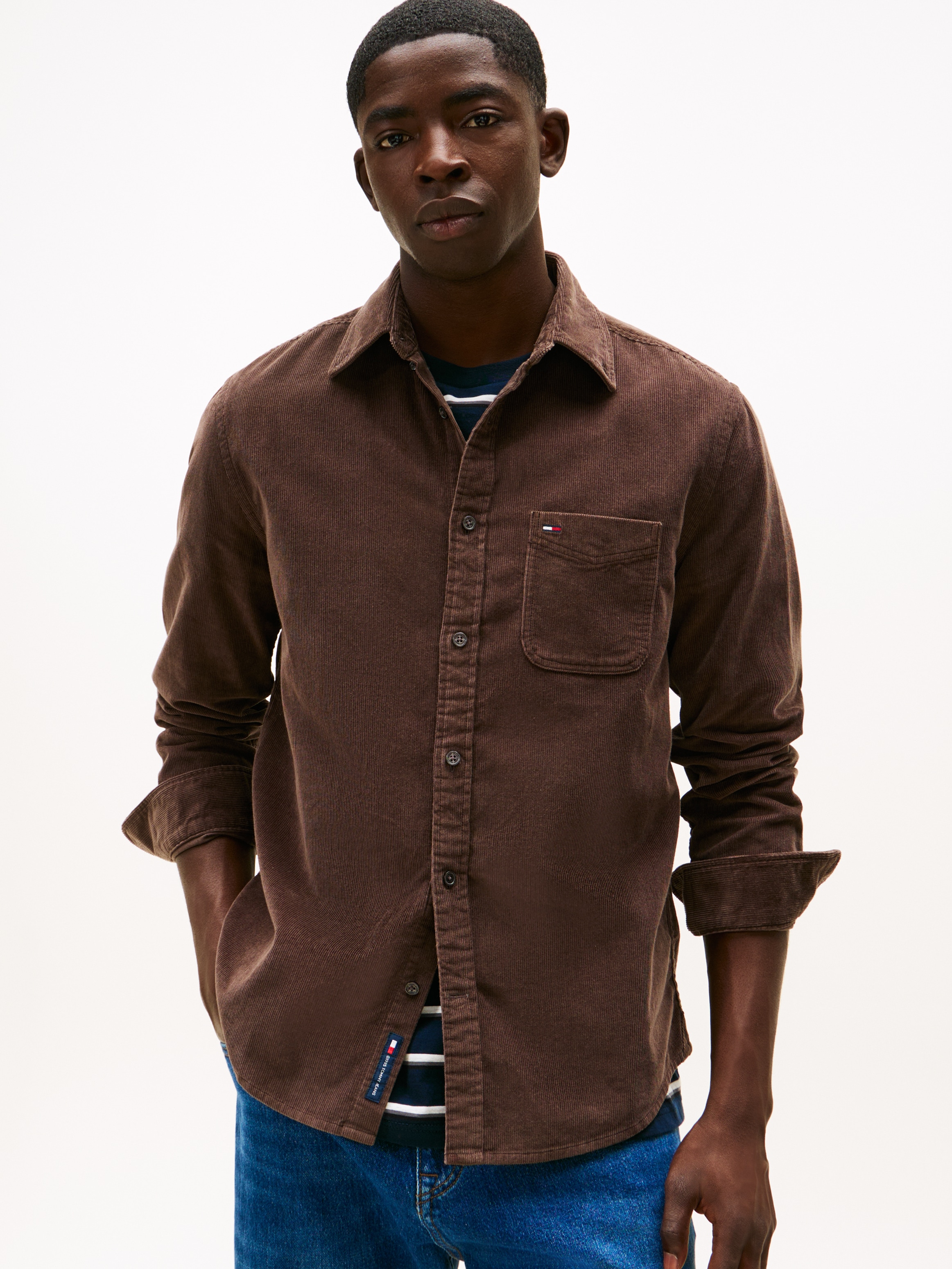 Tommy Jeans Langarmhemd »TJM BABY CORD« Kentkragen, regular fit