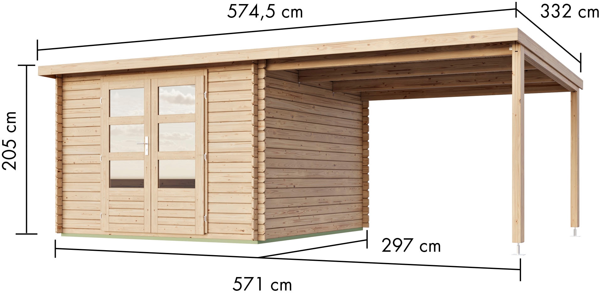 KONIFERA Gartenhaus »Supiori« inkl. Anbaudach
