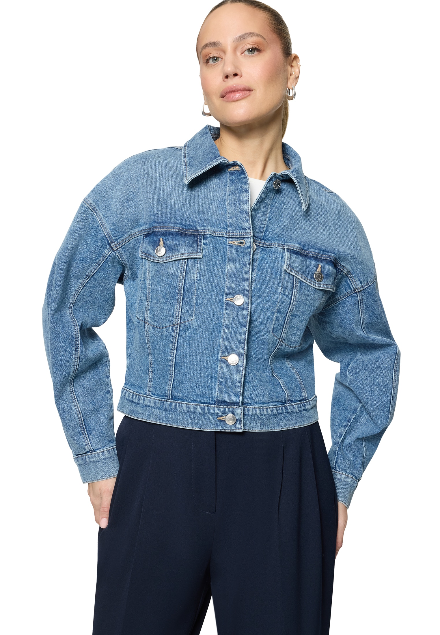 Zero Jeansblazer »Jeansjacke kurz mit Knopfleiste«