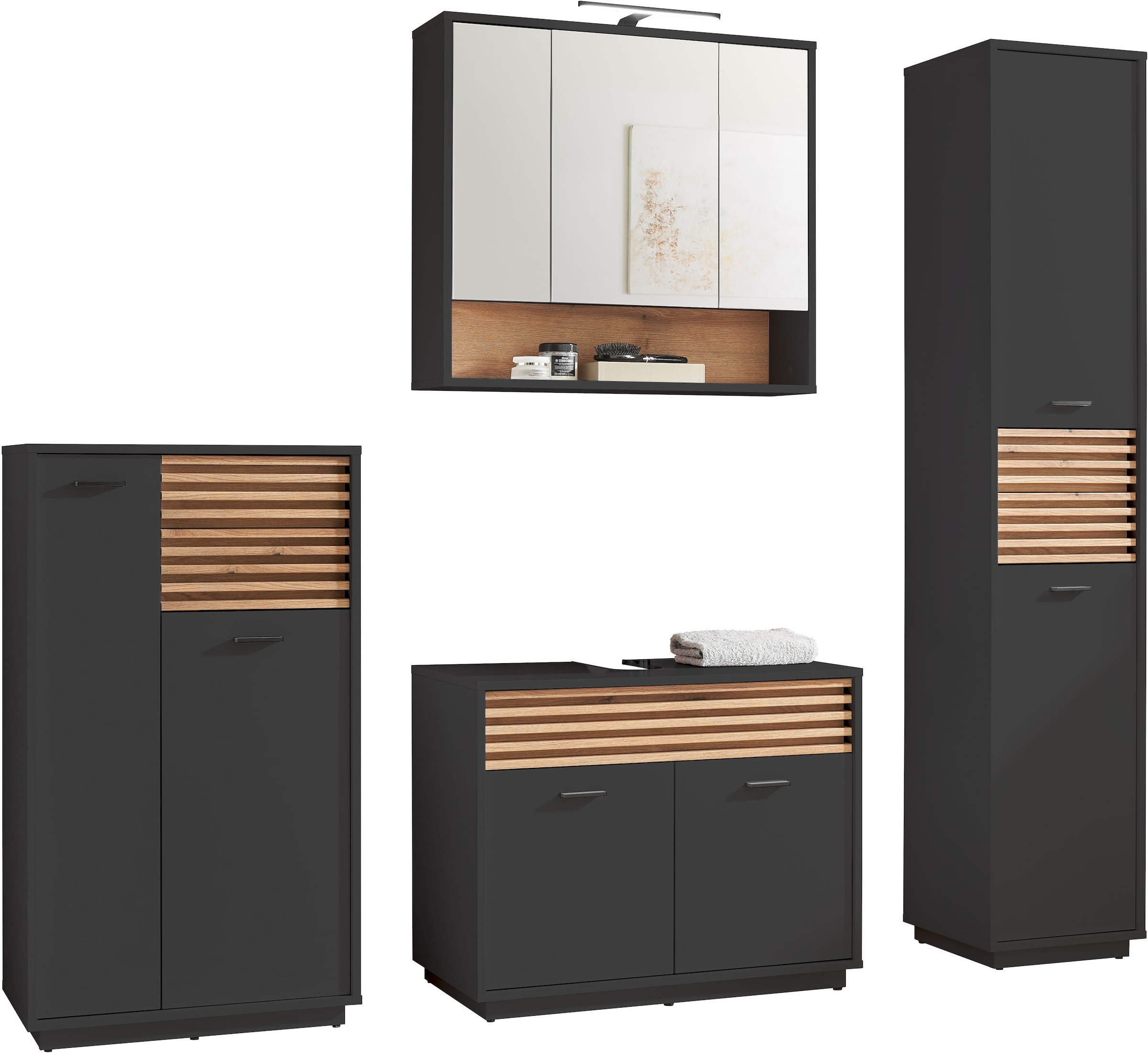 BASIC by Balculina Waschbeckenunterschrank »Liguria B/H/T 80x64x40 cm« 1 Stk. tlg. Breite 80cm, Unterflurauszug, FSC-Mix 70%