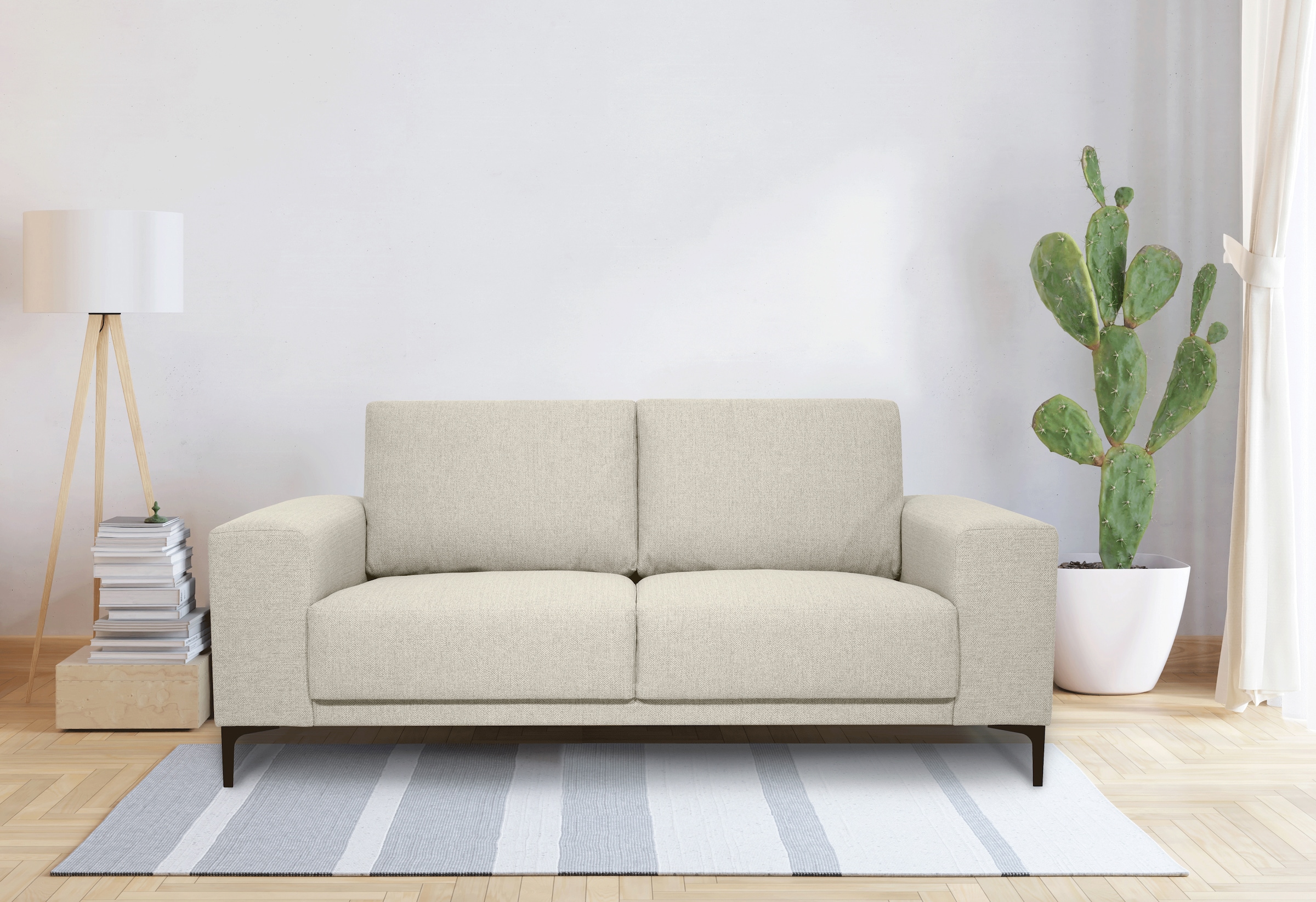 OTTO home 2-Sitzer »Xander« Breite 164 cm, Webstoff, Soft-Touch Chenille, schwarze Metallfüße