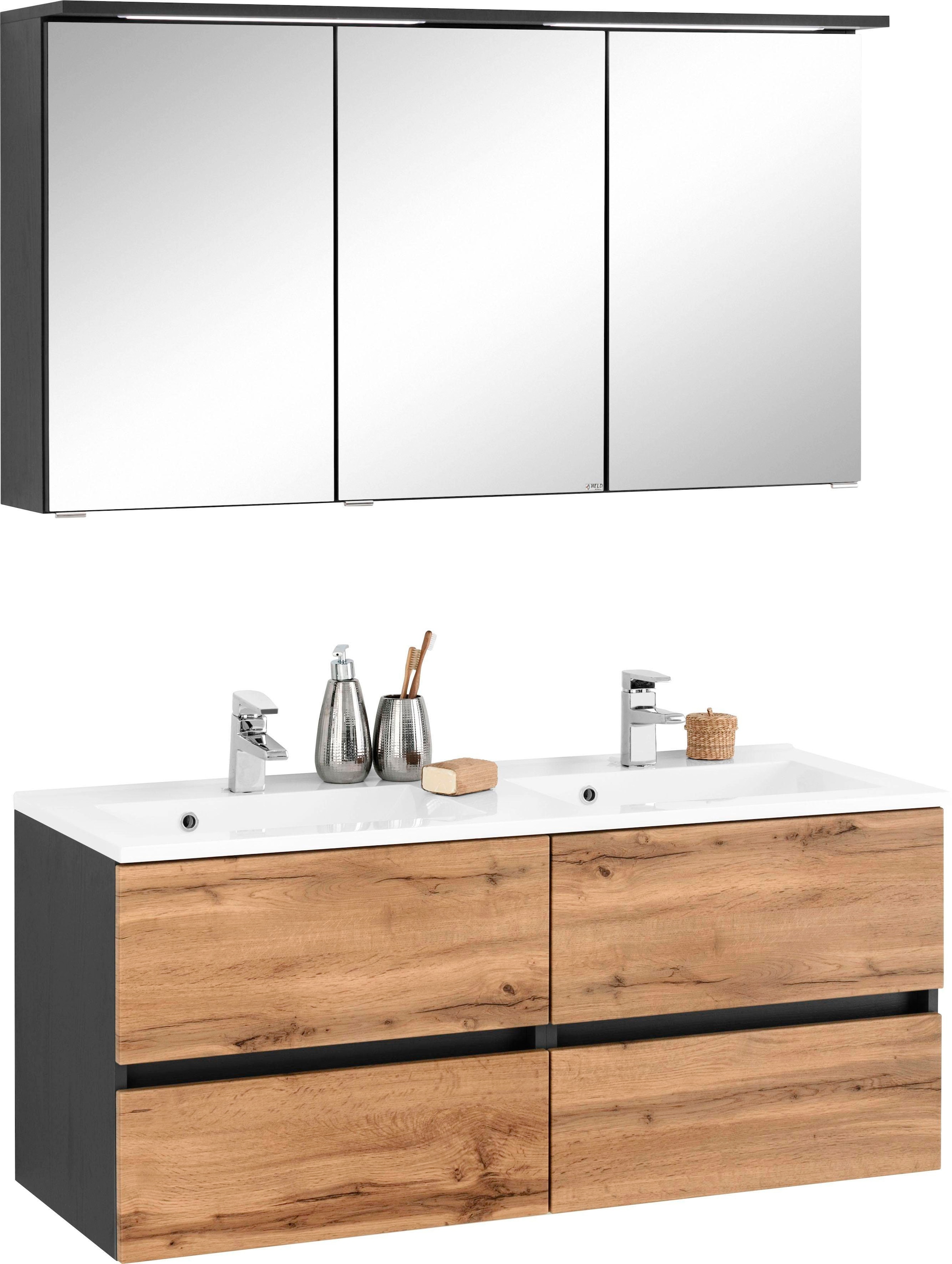 welltime Badmöbel-Set »Lucca« 2 Stk. tlg. Doppelwaschtisch, Breite 120 cm