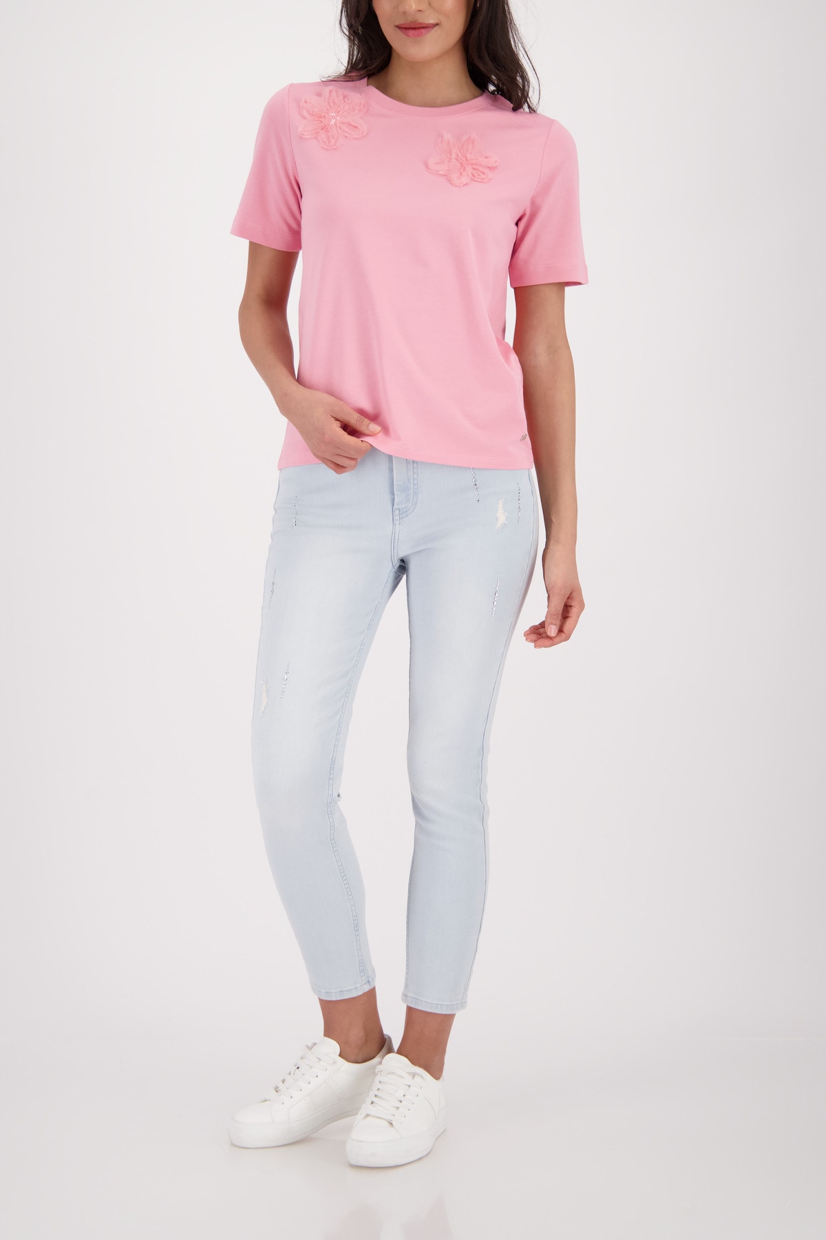 Monari T-Shirt »Shirt 3D Blume« Regular fit mit 3D-Blumen