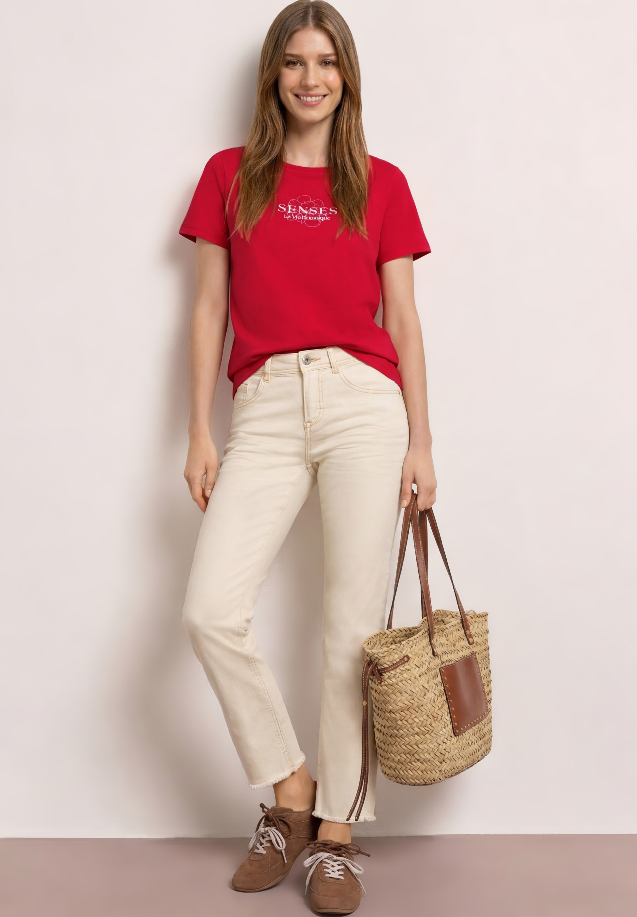 STREET ONE Kurzarmshirt Sommershirt mit Wording Artwork