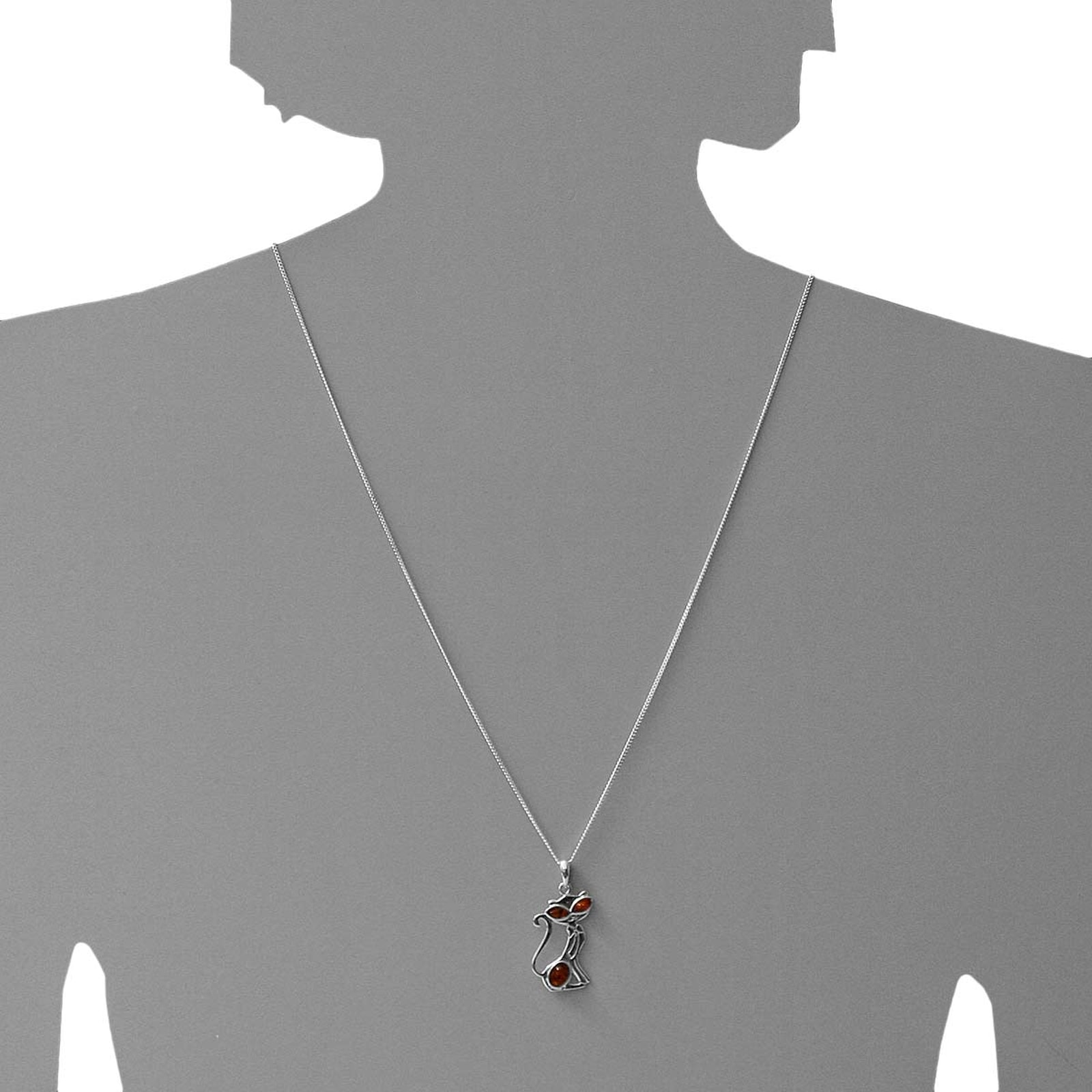 OSTSEE-SCHMUCK Kette mit Anhänger »- Katze - Silber 925/000 - Bernstein«