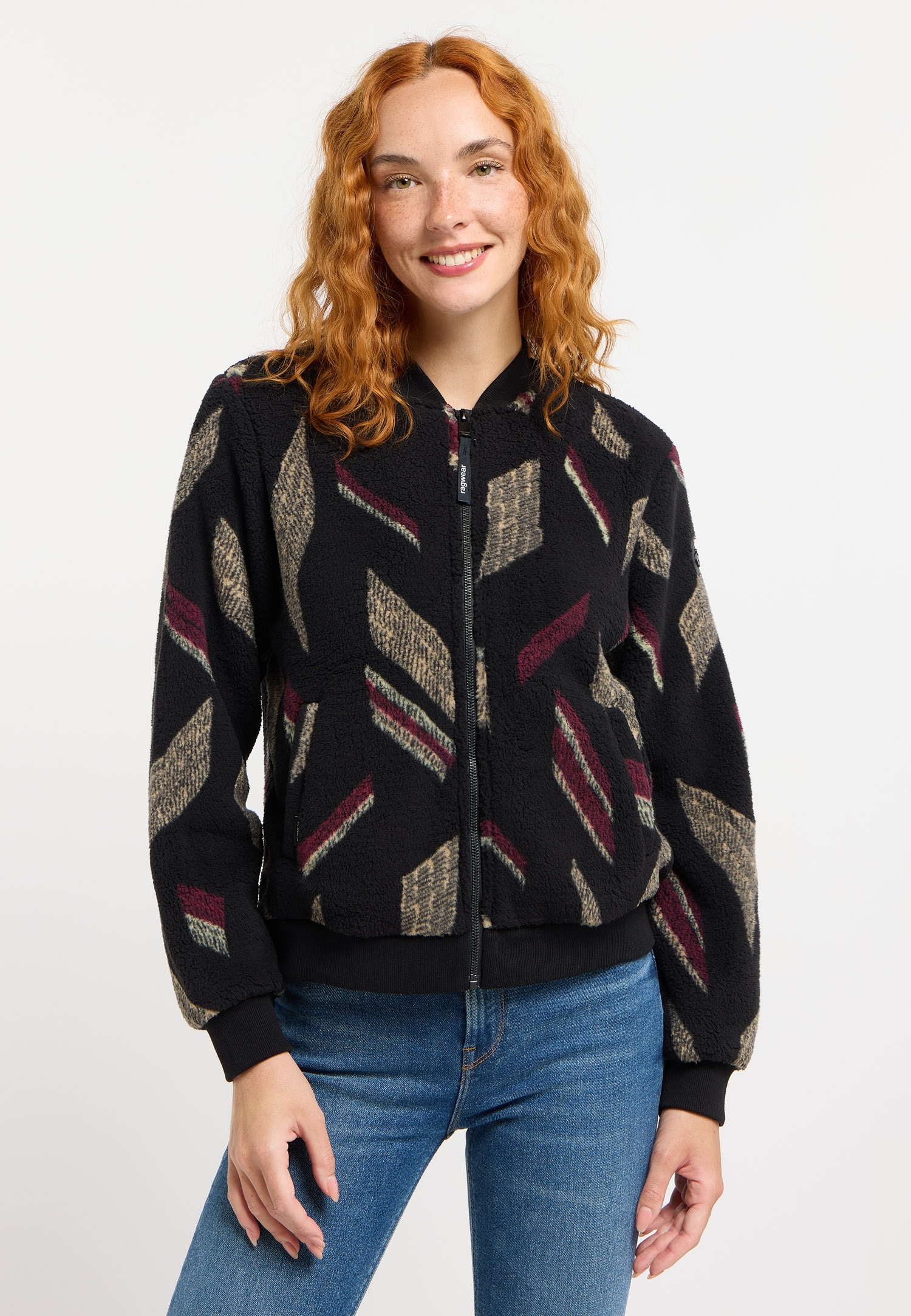 Ragwear Fleecejacke »CAIRRO PRINT« mit Reißverschluss, aus Kunstfaser und Fleece, Basic Passform