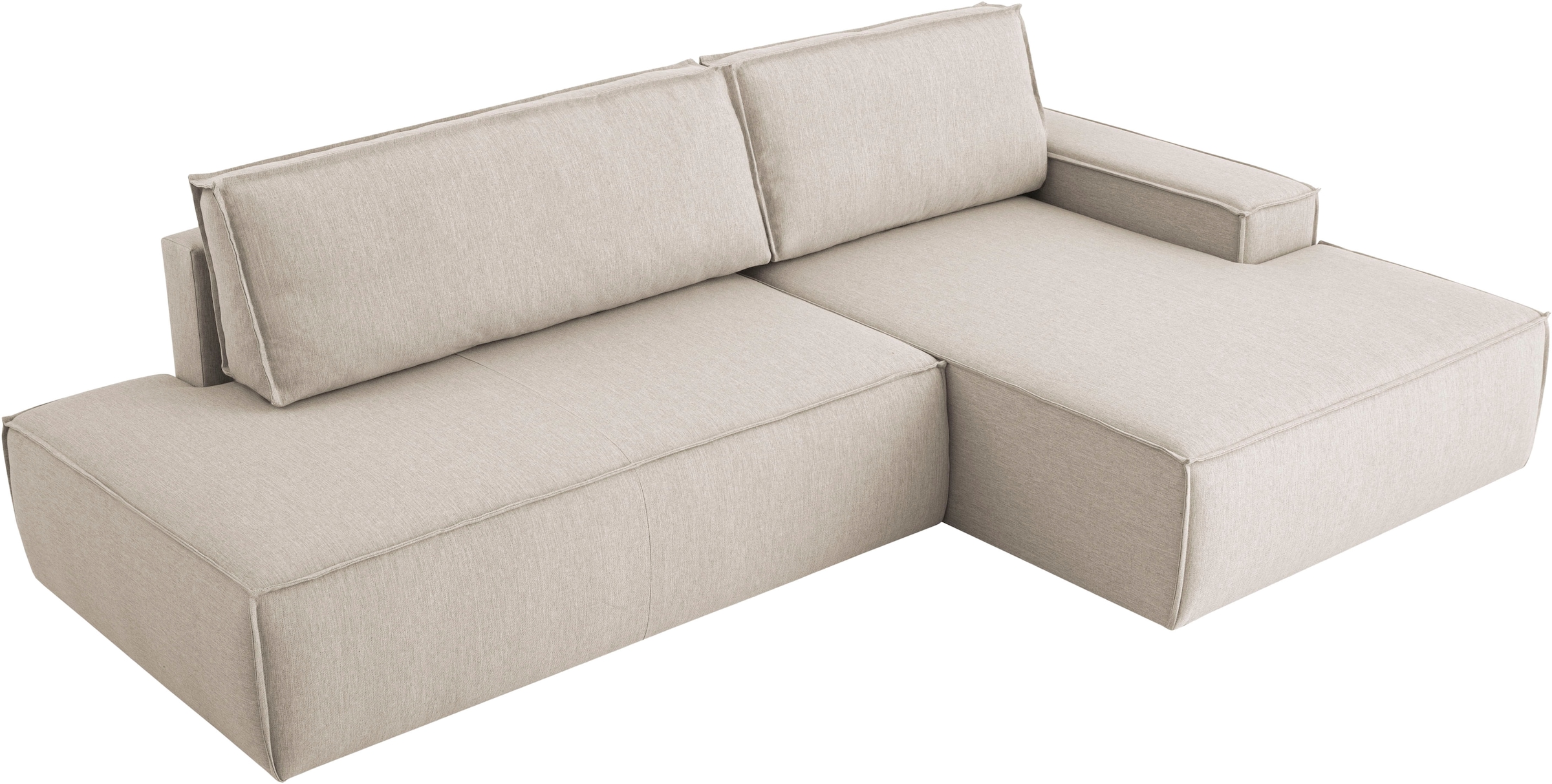 OTTO home Ecksofa »SHERWOOD Leinenoptik  Schlafsofa in L-Form offen (275cm)« Schlaffunktion und Bettkasten, Kedernaht, hoher Sitz- & Liegekomfort,