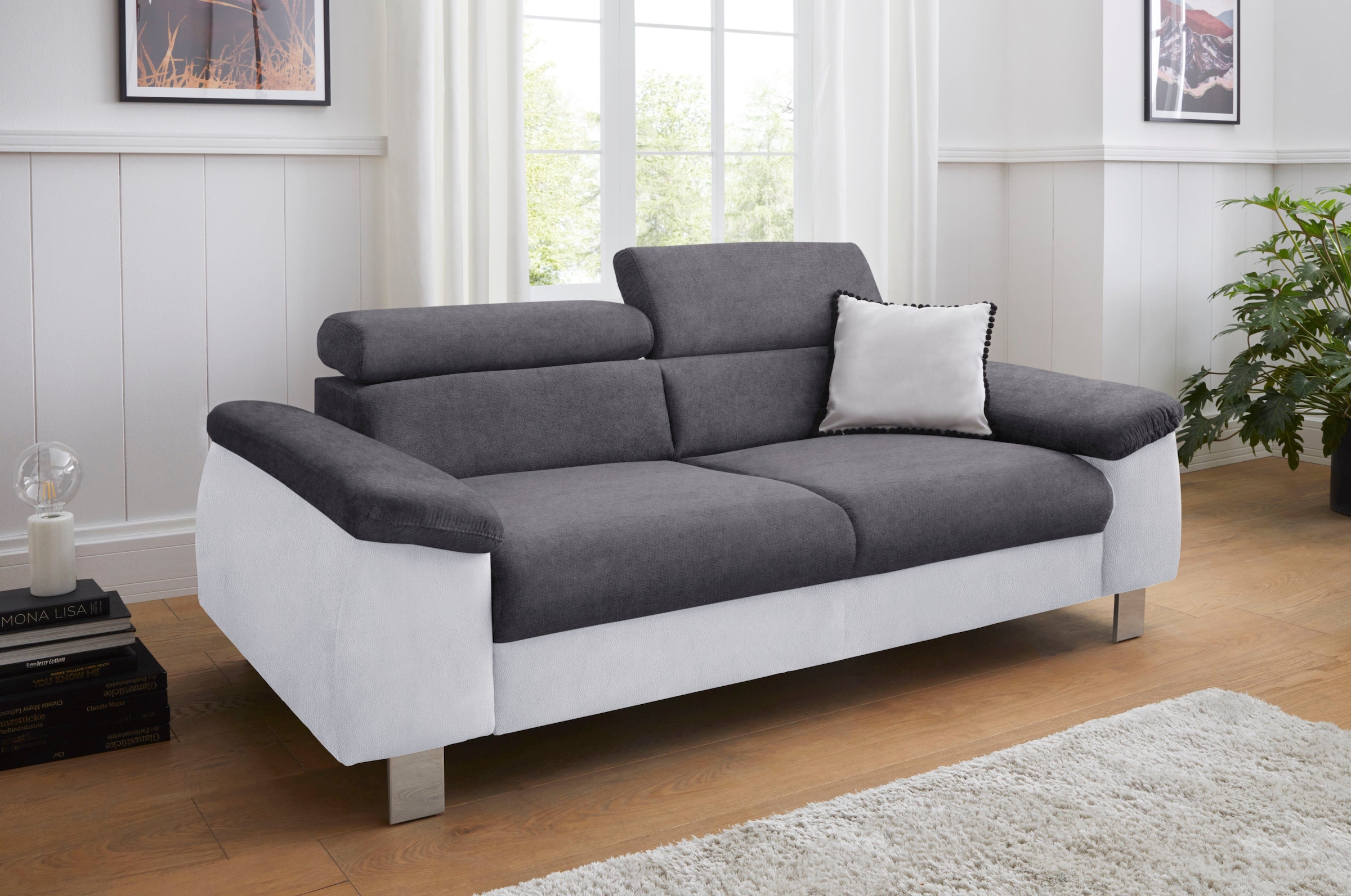 COTTA Polstergarnitur »Komaris«, (Set), Set bestehend aus: 3-Sitzer mit Kopfteilverstellung & Hocker