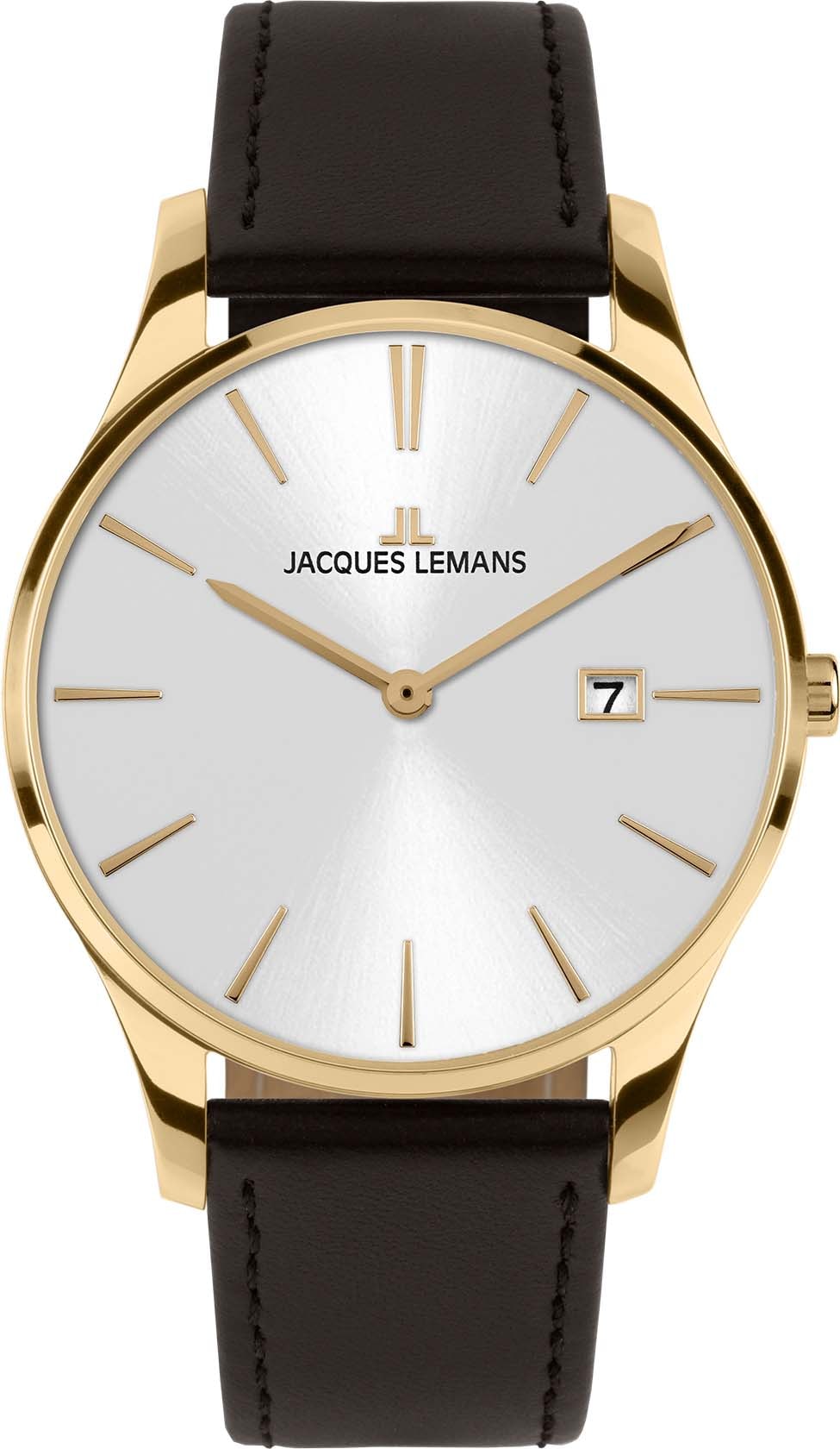 Jacques Lemans Quarzuhr »London, 1-2122F«, Armbanduhr, Damenuhr, Datum, gehärtetes Crystexglas