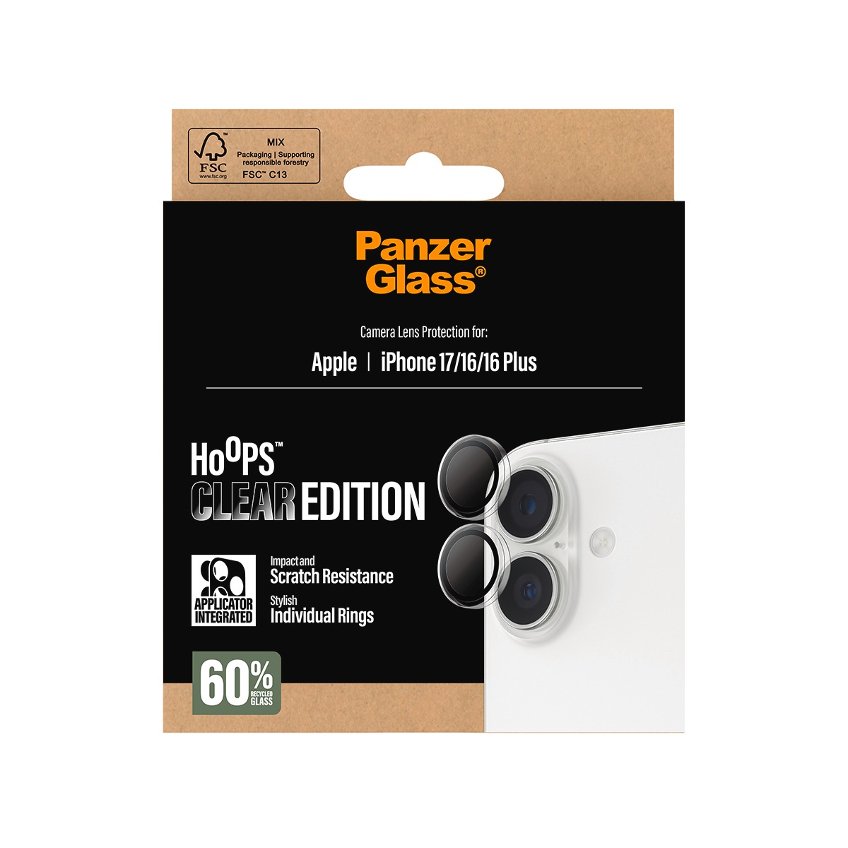 CARE by PanzerGlass Kameraschutzglas »Hoops Camera Lens Protector« für Apple iPhone 17;Apple iPhone 16;Apple iPhone 16 Plus Kameraschutz,Linsenschutz,Objektivschutz, kratz- & stoßfest