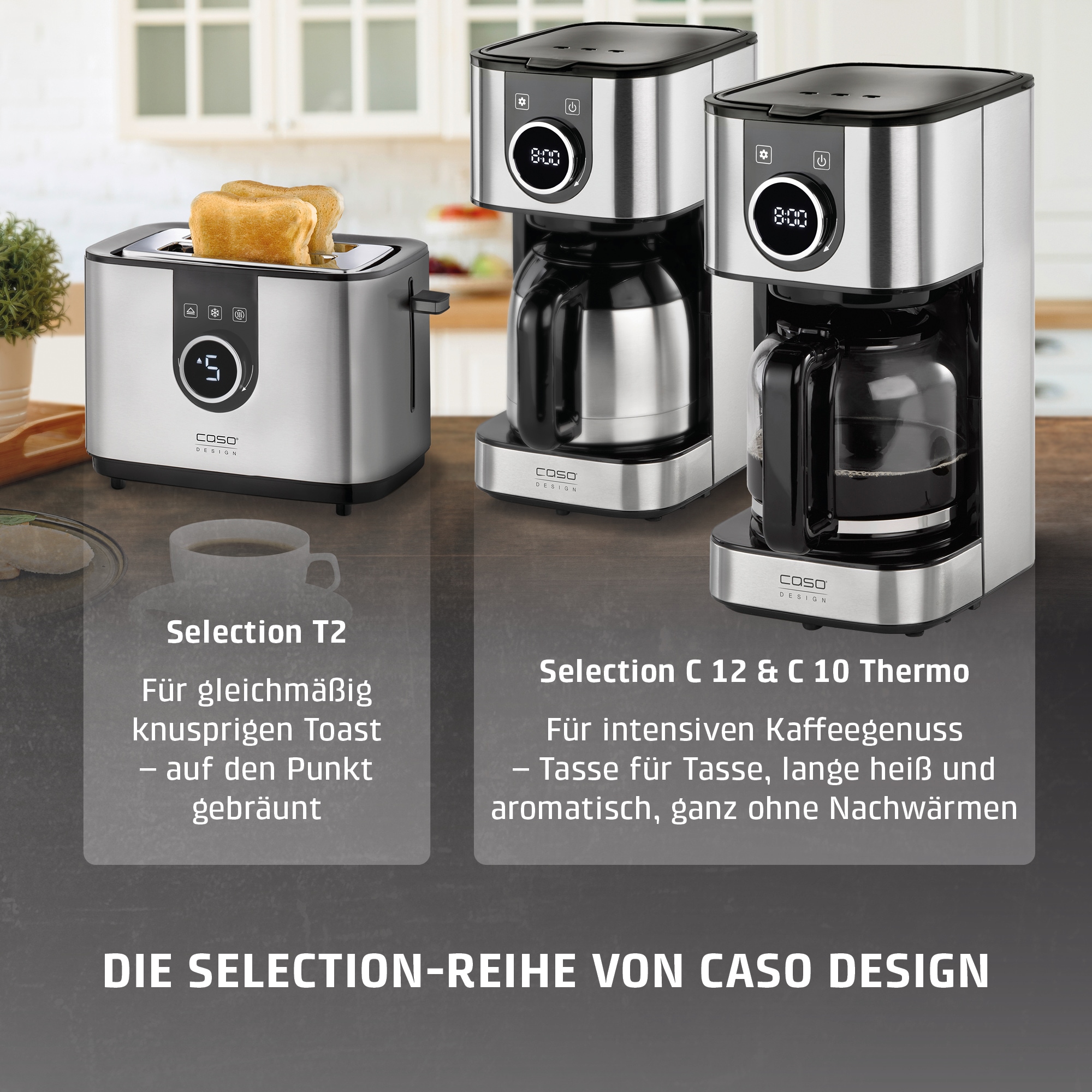 Caso Toaster »2769 Selection T2« 2 kurze Schlitze für 2 Scheiben 920 W Selbstzentrierende Einschübe für eine gleichmäßige Bräunung