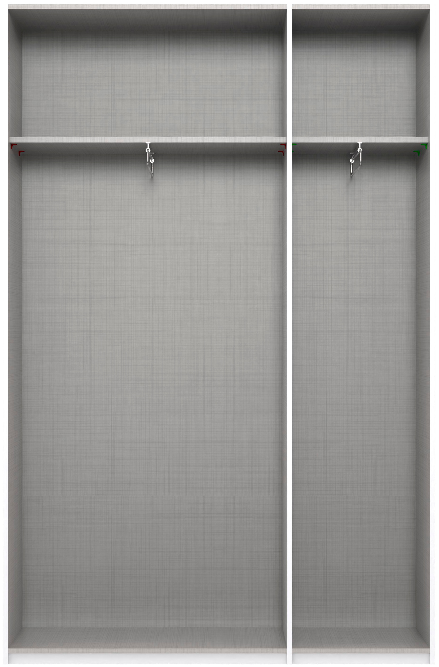 Wimex Kleiderschrank »Mugano,in 8 Breiten,3 Höhen,2 Tiefen, viele Farben, Made in Germany«, (in Basic oder Premium Ausstattung mit 2 weiteren Einlegeböden), mit langen oder kurzen Griffen aus Metall, mit oder ohne Spiegel