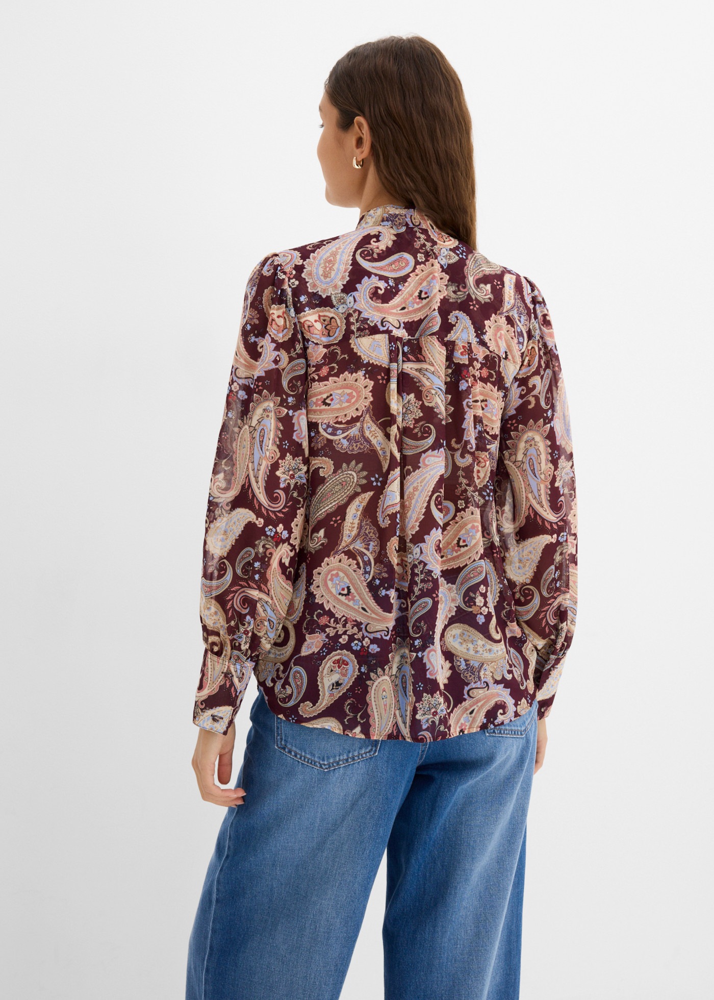 bonprix Chiffonbluse mit Paisley Design, Loose Fit, festlich