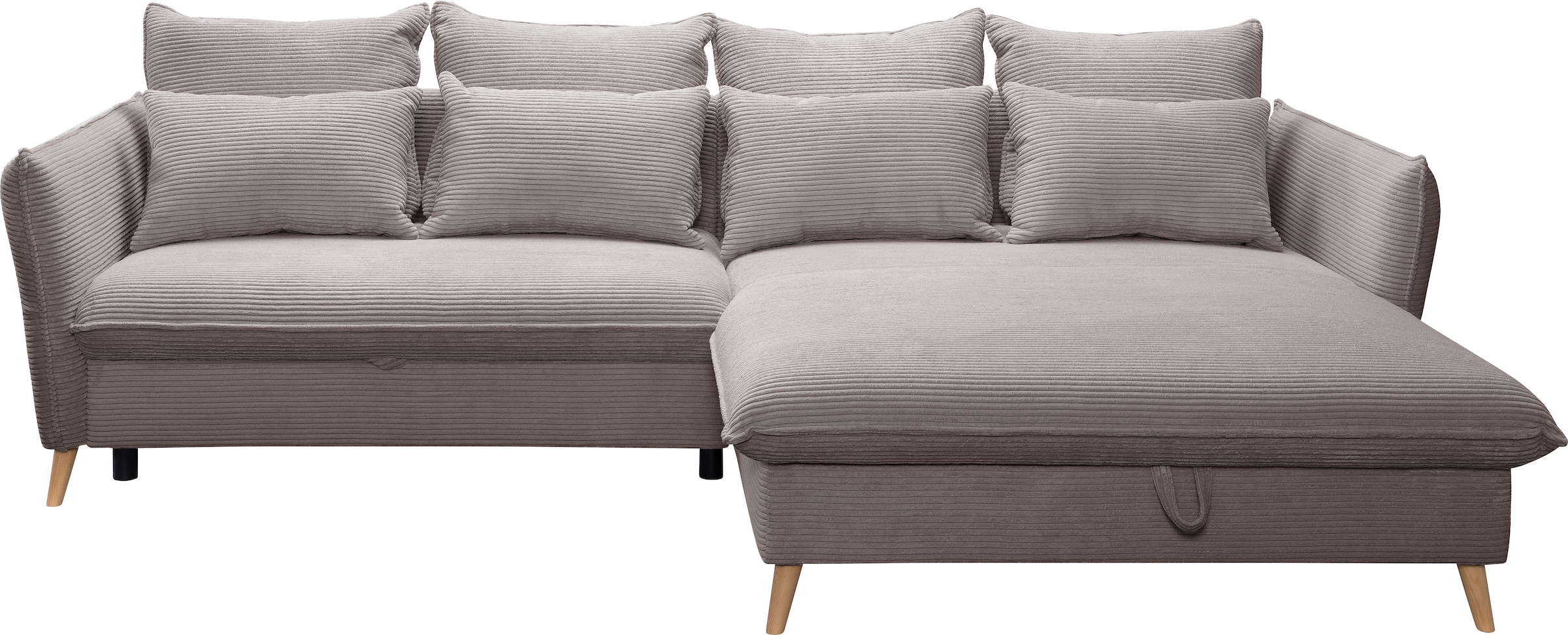 exxpo - sofa fashion Ecksofa »WALPY, elegant und modern, hoher Sitzkomfort, schmale Armlehnen«, L-Form, wahlweise mit Bettfunktion und Bettkasten, in Cord