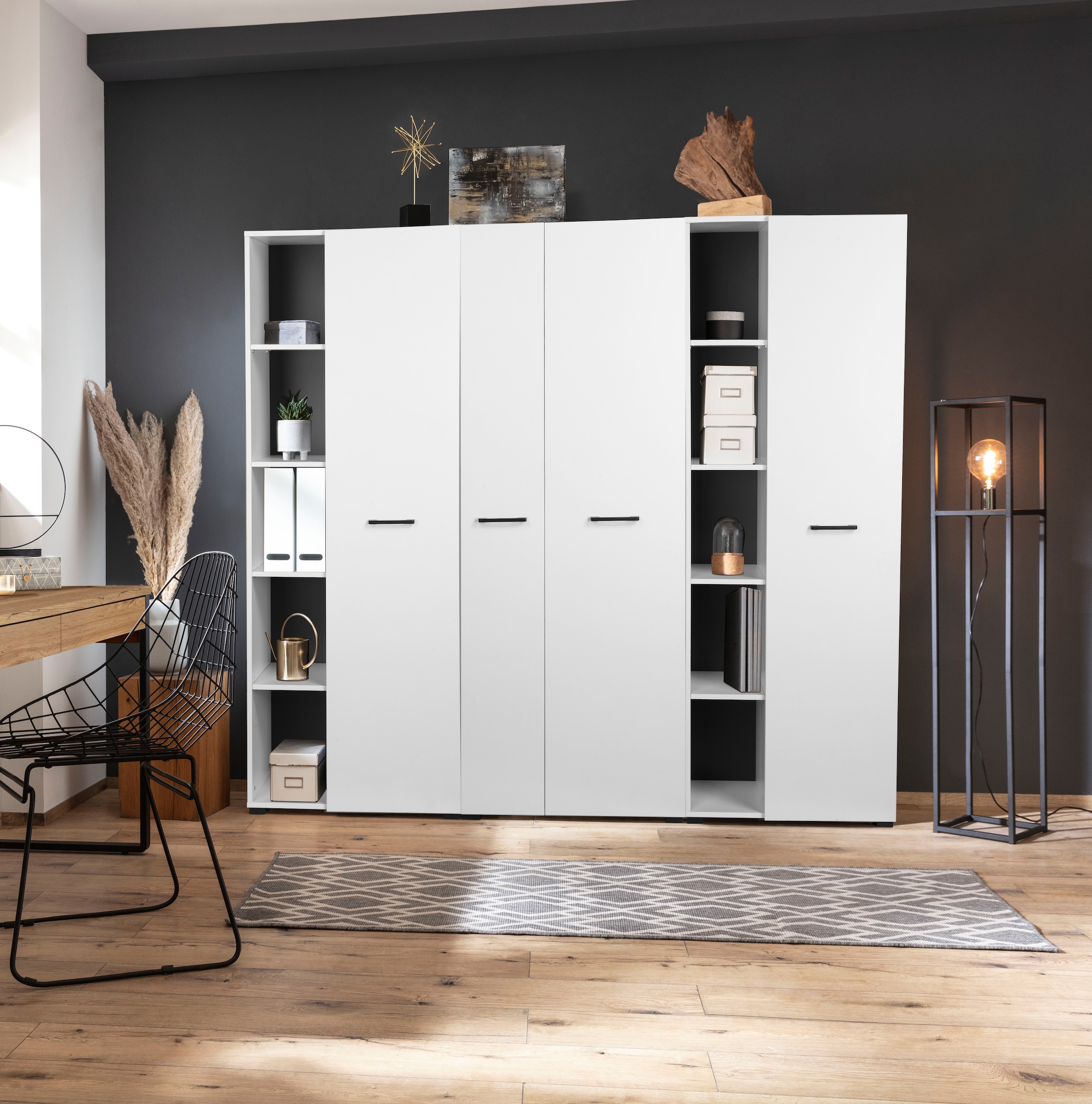 Places of Style Aktenschrank »Moid, moderner Mehrzweckschrank,«, Maße: 64,5x41,5x175 cm, 5 Fächer mit viel Stauraum