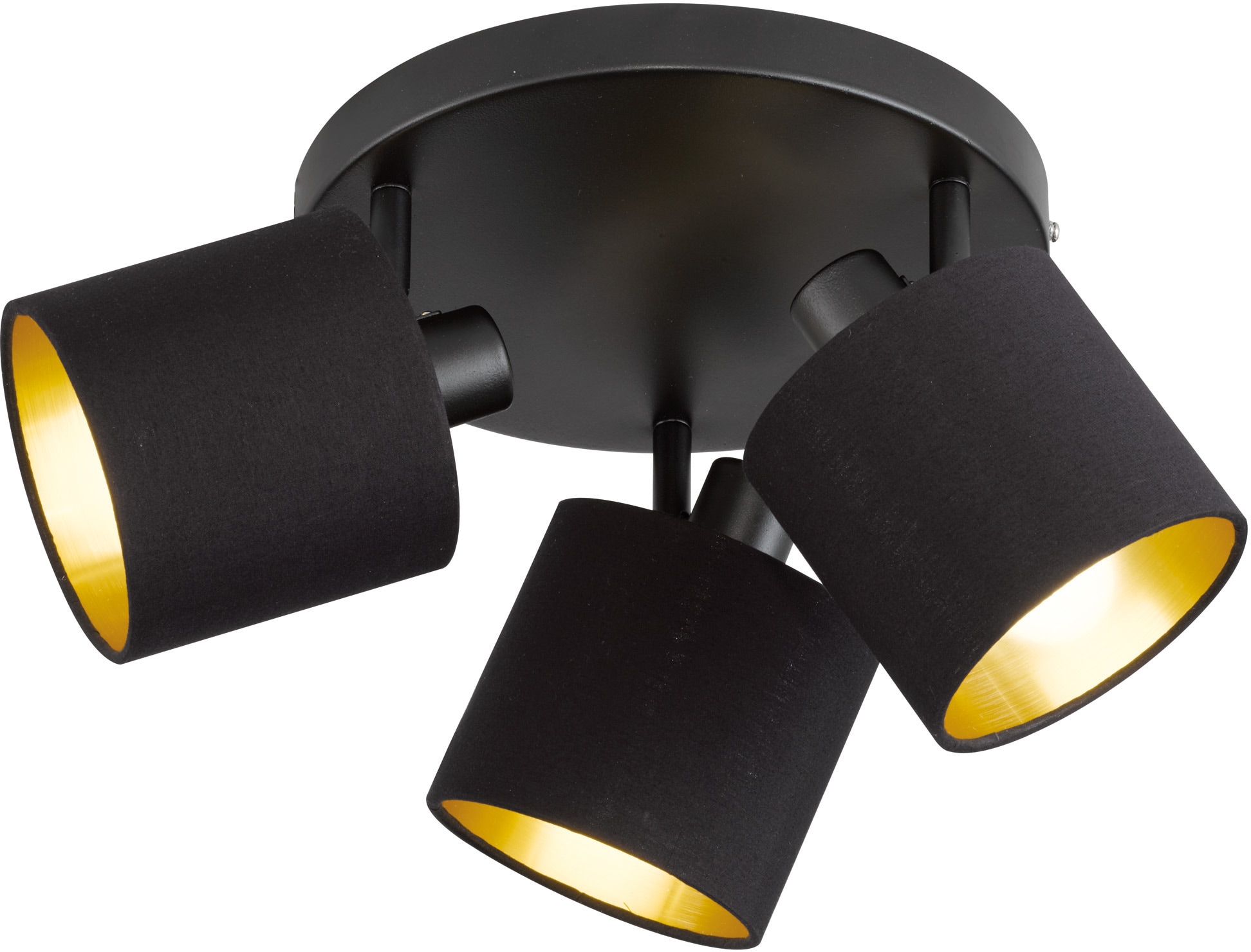 TRIO Leuchten Deckenstrahler »Tommy«, 3 flammig-flammig, 3-flammig (E14) in schwarz-gold Optik, Spots einzeln schwenkbar